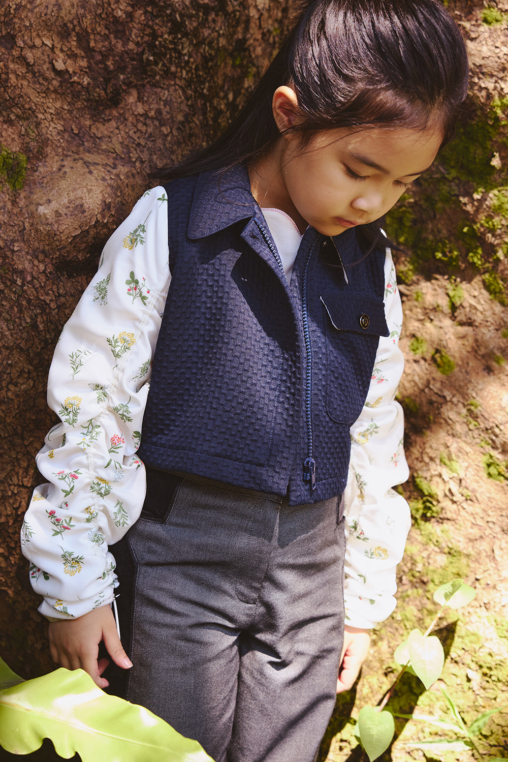 【訂製款】Luxury | 女童 時尚抽繩短版小外套 | 長袖拼接 抽皺 袖型設計