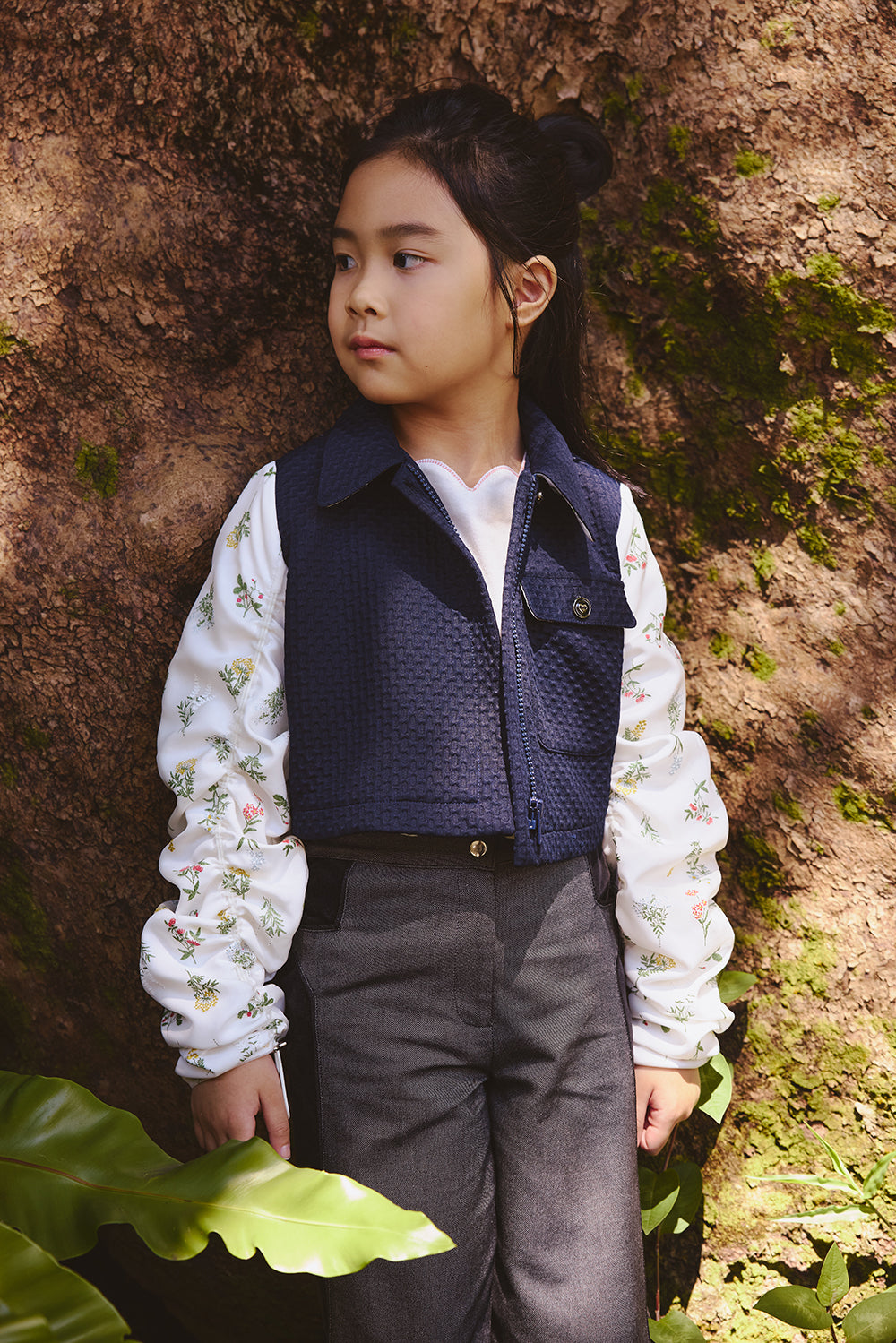 【訂製款】Luxury | 女童 時尚抽繩短版小外套 | 長袖拼接 抽皺 袖型設計