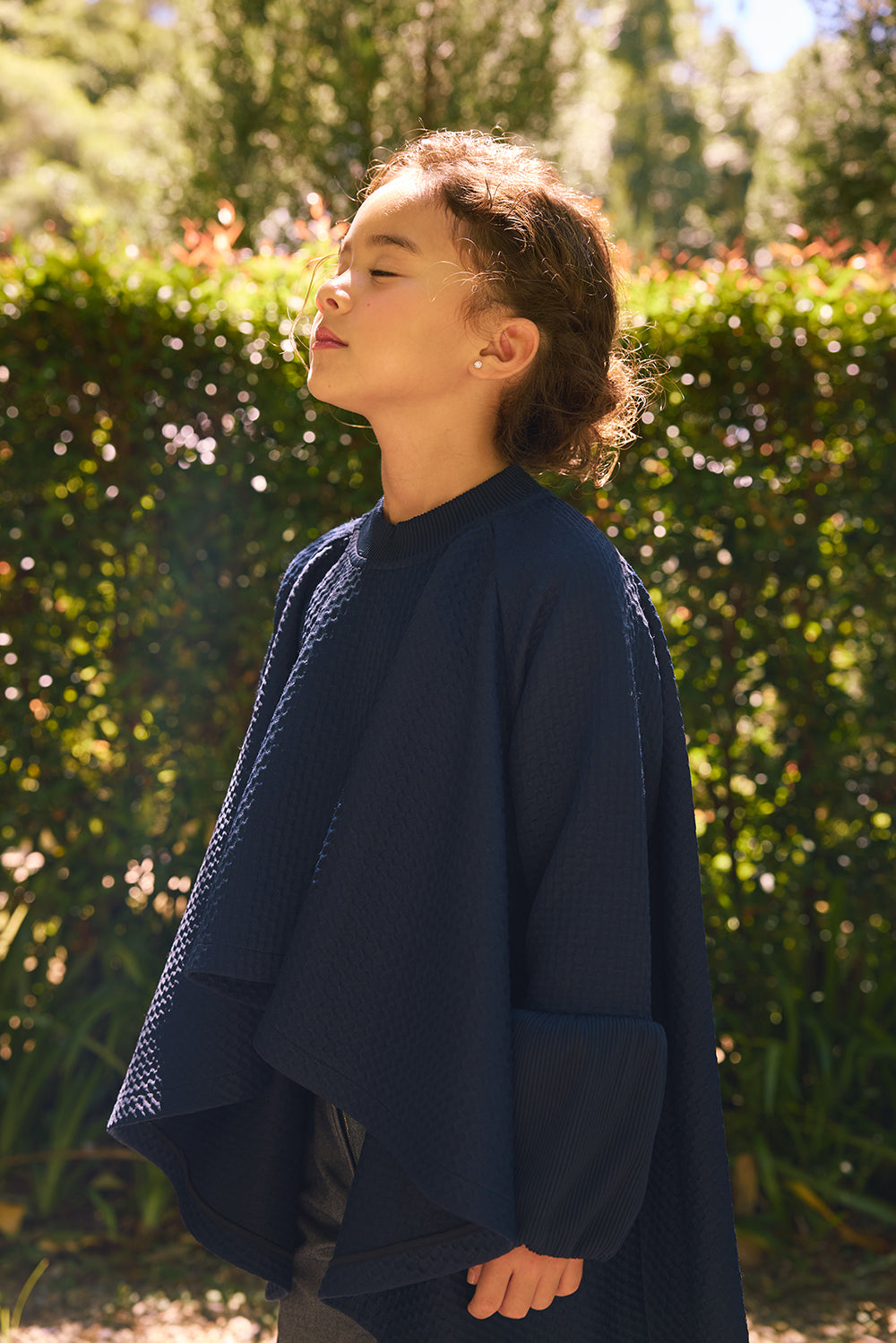 【預購】Luxury | 女童 前短後長泡泡袖上衣 | 長袖荷葉 多層次 袖型設計