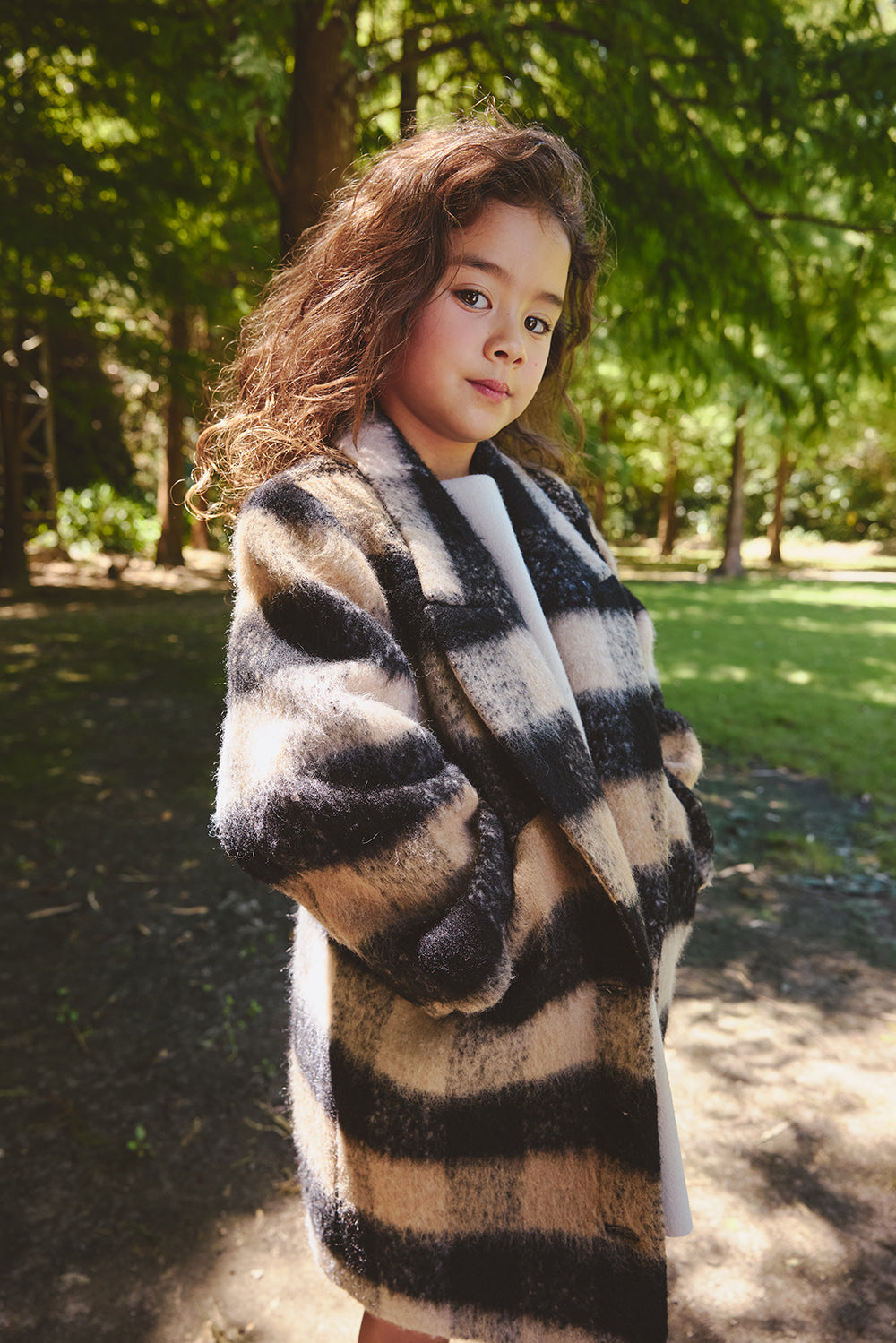 Luxury | 女童 Snowfield格紋大衣 | 長袖立體剪裁 格紋 西裝領