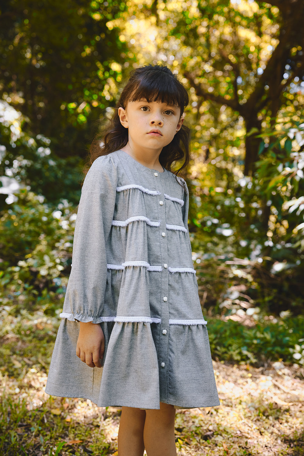 【預購】Main | 女童 Tiny Twirl蛋糕洋裝 | 長袖荷葉 織帶 蛋糕裙 | 100%有機棉