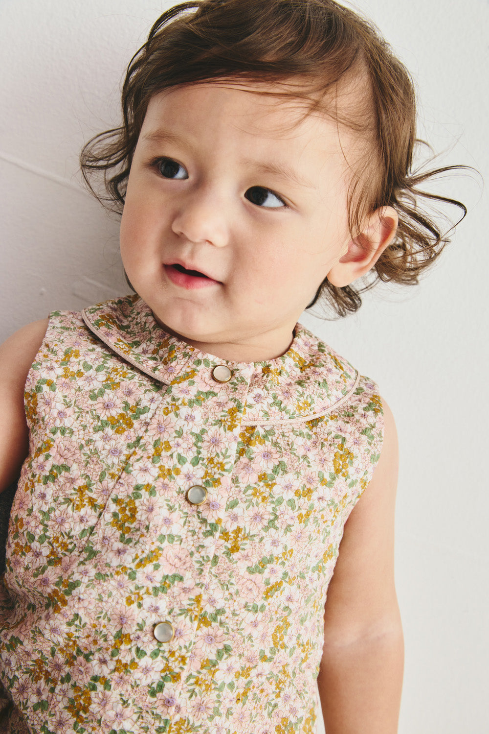 Luxury | 幼兒 Flora 花朵小翻領背心上衣