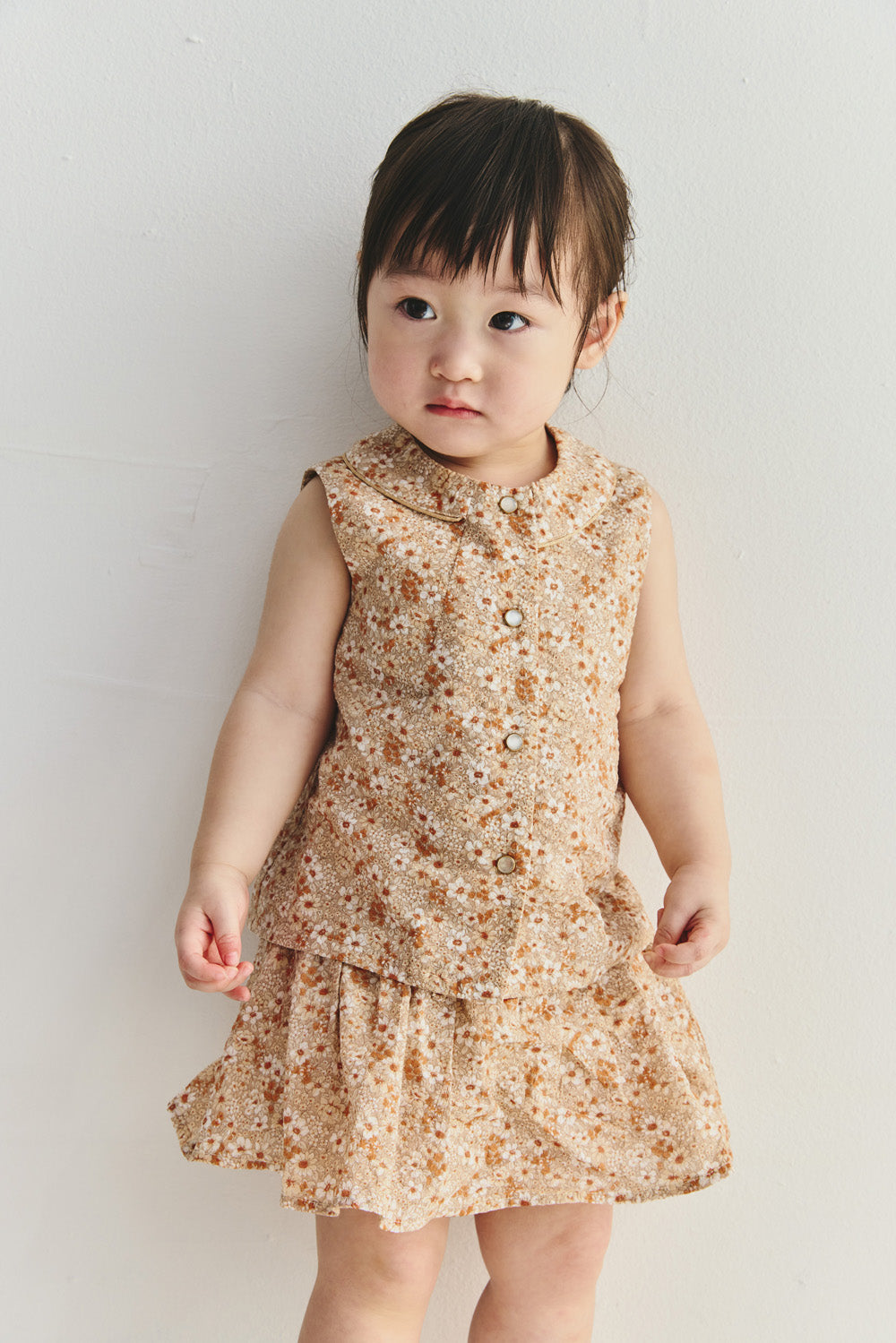 Luxury | 幼兒 Flora 花朵小翻領背心上衣