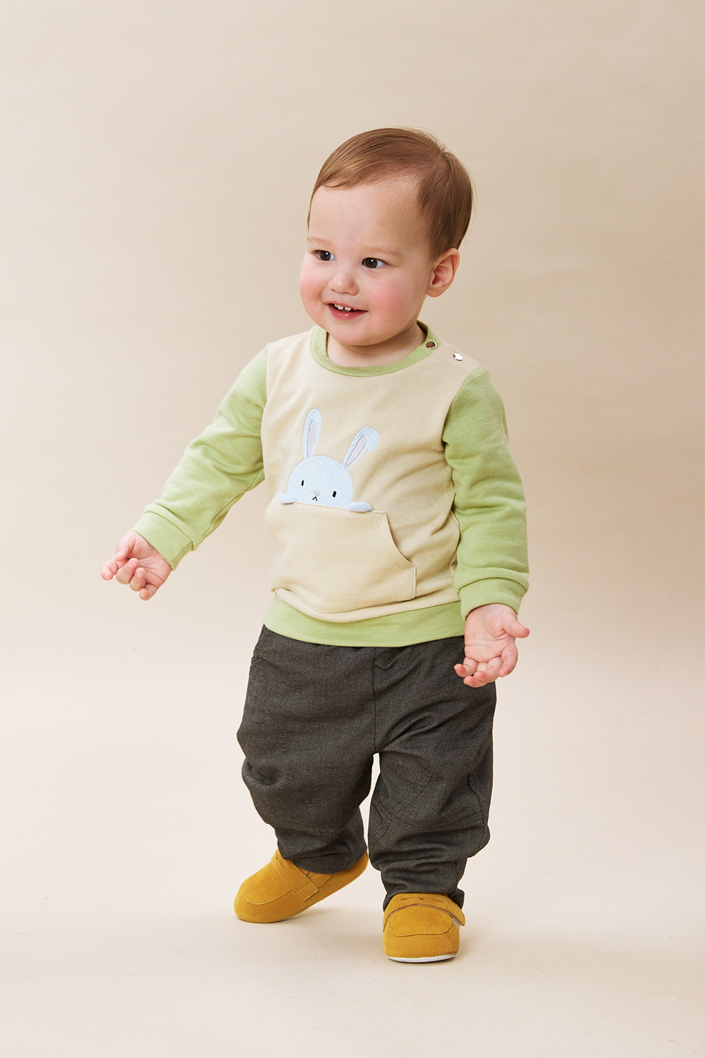 Main | Toddler Peek-A-Boo Rabbit Embroidered Large Pocket Shoulder-Button Long-Sleeve Top