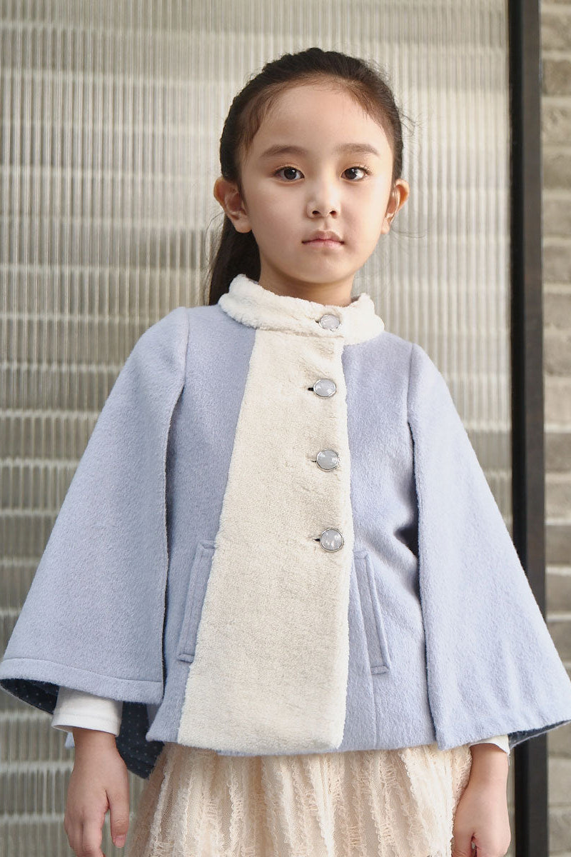 Luxury | 女童 Snuggle寶貝斗篷 | 拼接 小立領 袖型設計