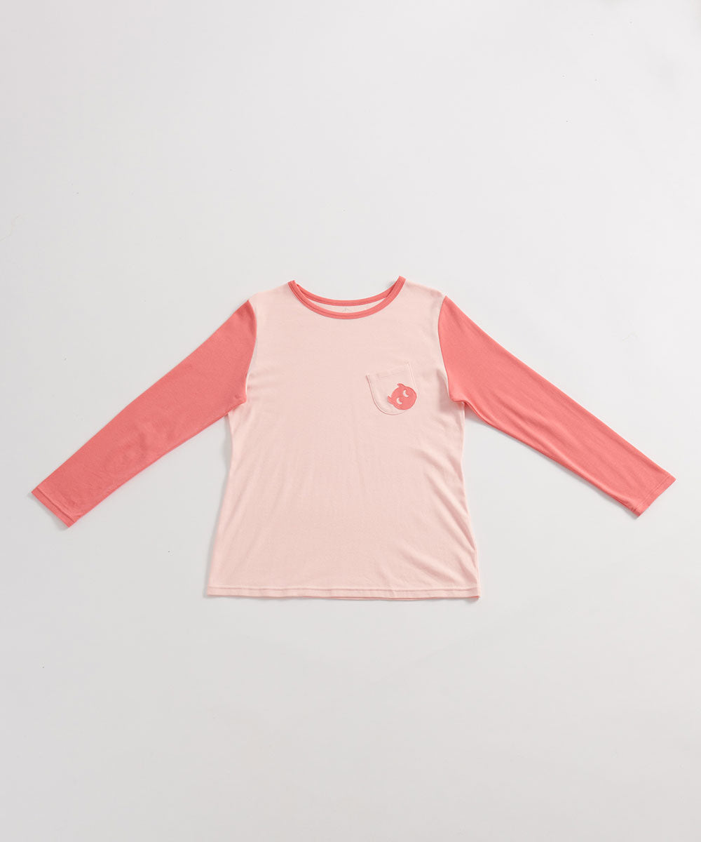 Basic | 成人 小精靈居家套組(女士) (粉紅) | 小精靈 Logo 拼接 | 100% 有機棉