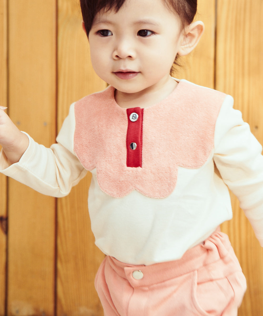 Main | Toddler butterfly pattern collar bodysuit | Stitching | 100% organic cotton
