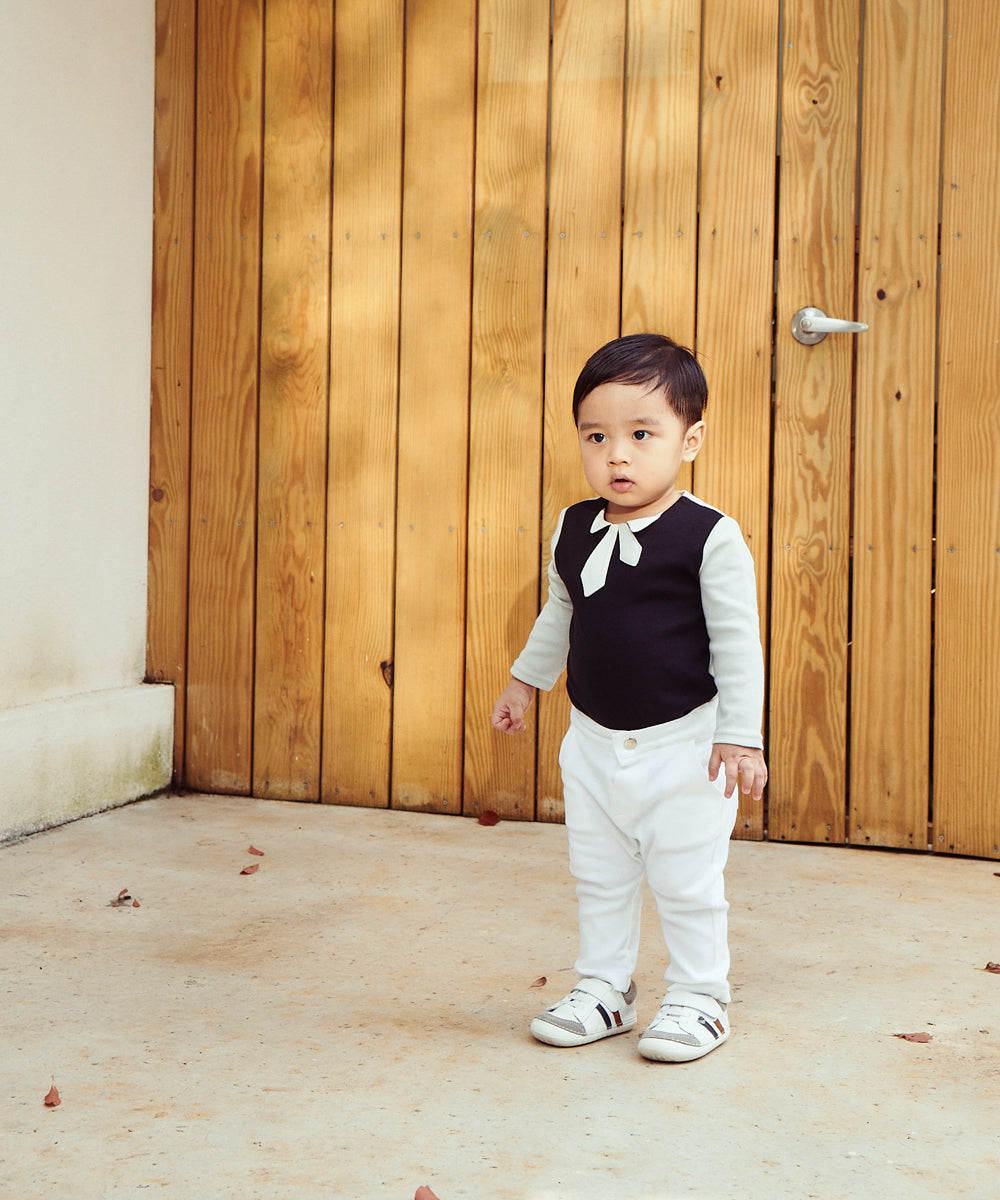 Main | Toddler Kingsman Bow Tie Bodysuit | Paneled | 100% organic cotton