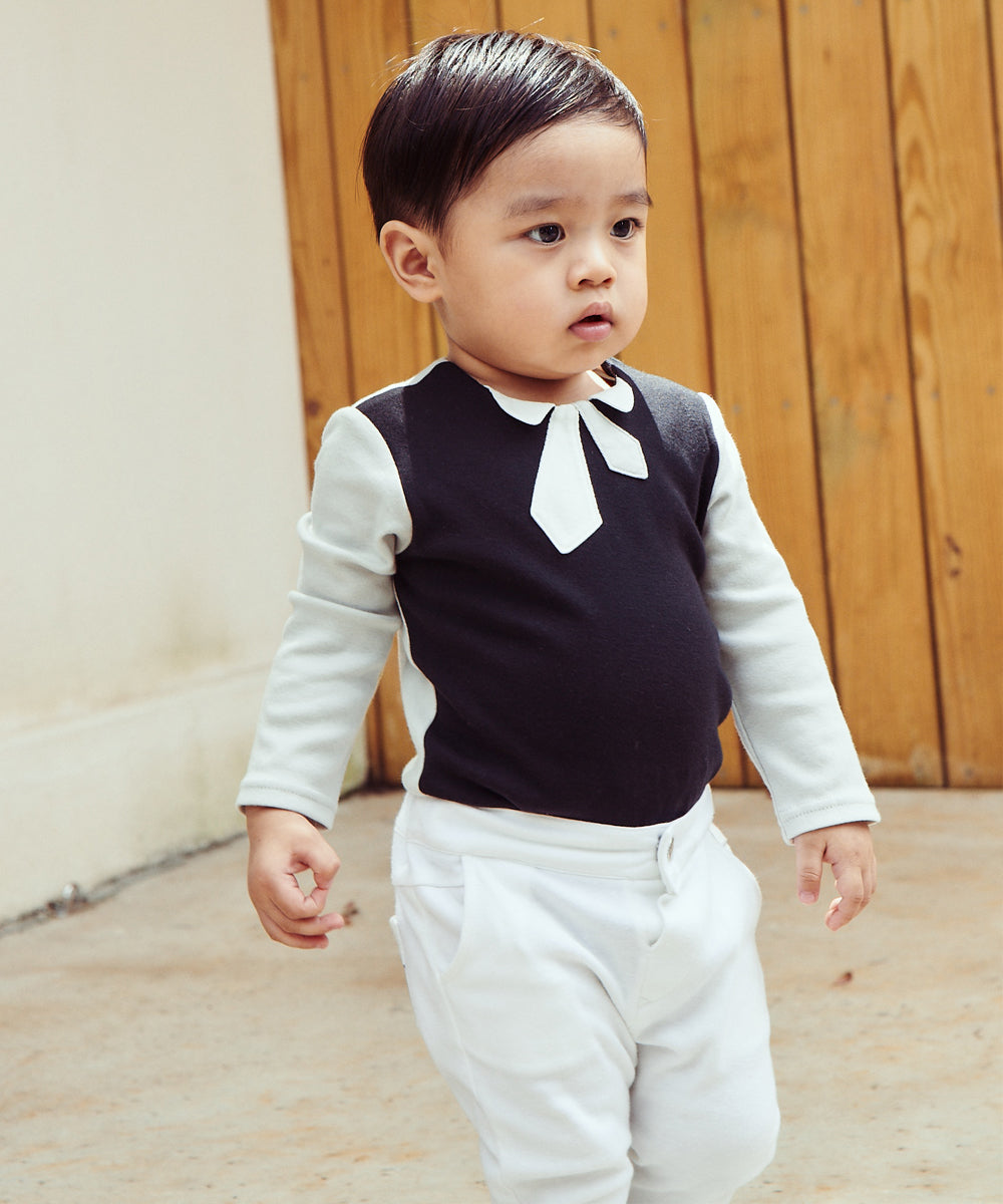 Main | Toddler Kingsman Bow Tie Bodysuit | Paneled | 100% organic cotton
