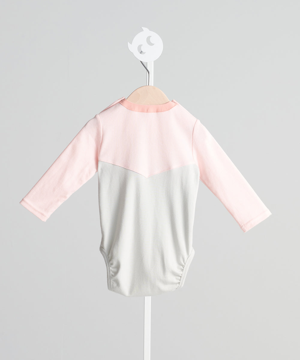 Main | Toddler Elegant Bow Collar Colorblock Bodysuit | Stitching | 100% Organic Cotton
