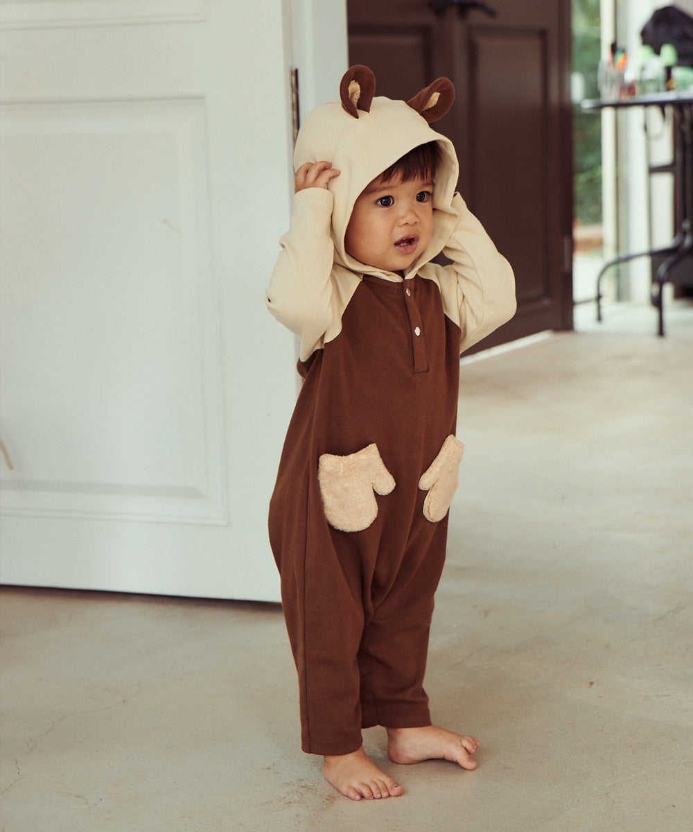 Main | Newborn/Toddler Baby Bear Furry Bunny Bodysuit | Paneled | 100% organic cotton