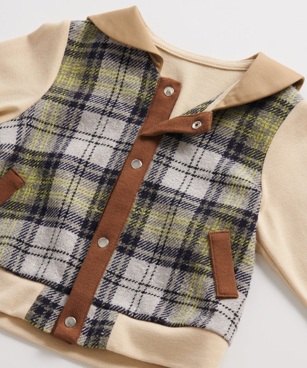 Main | Toddler navy crew neck jacket | Paneled | 100% organic cotton
