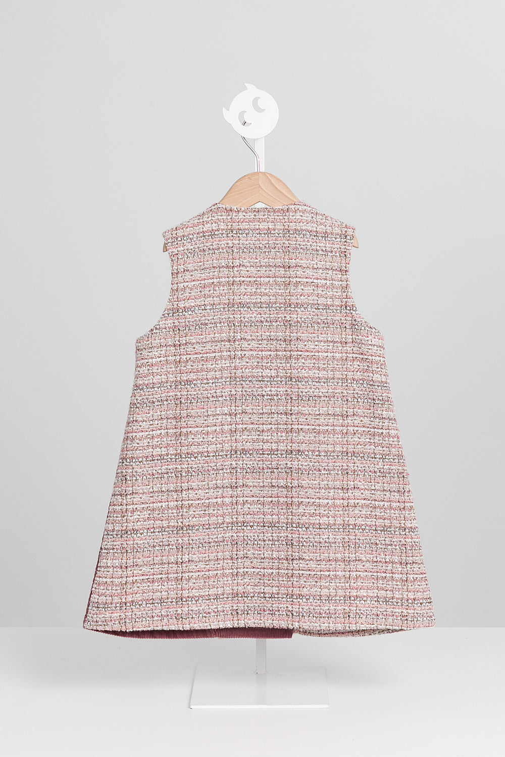 【預購】Luxury | 女童 Frosted Knit背心洋裝 | 無袖毛呢拼接 荷葉 小圓領