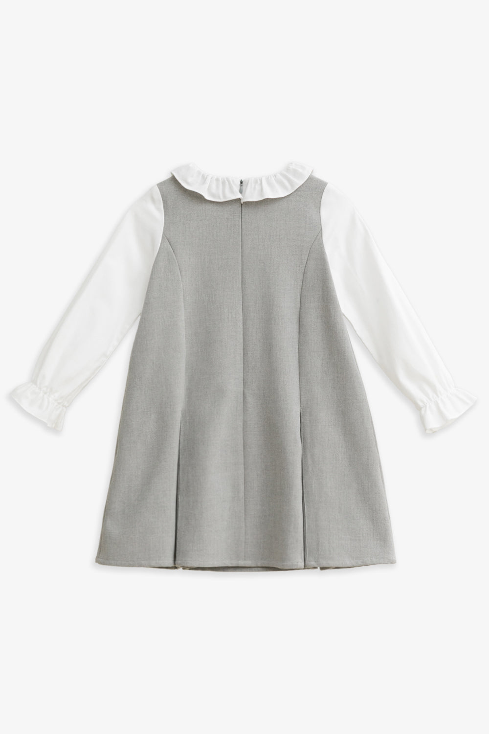 Luxury | 女童 Freya 千鳥格荷葉領口袋長袖洋裝