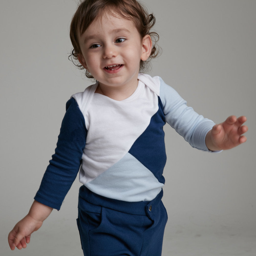 Main | Toddler three-color patchwork bodysuit | patchwork | 100% organic cotton