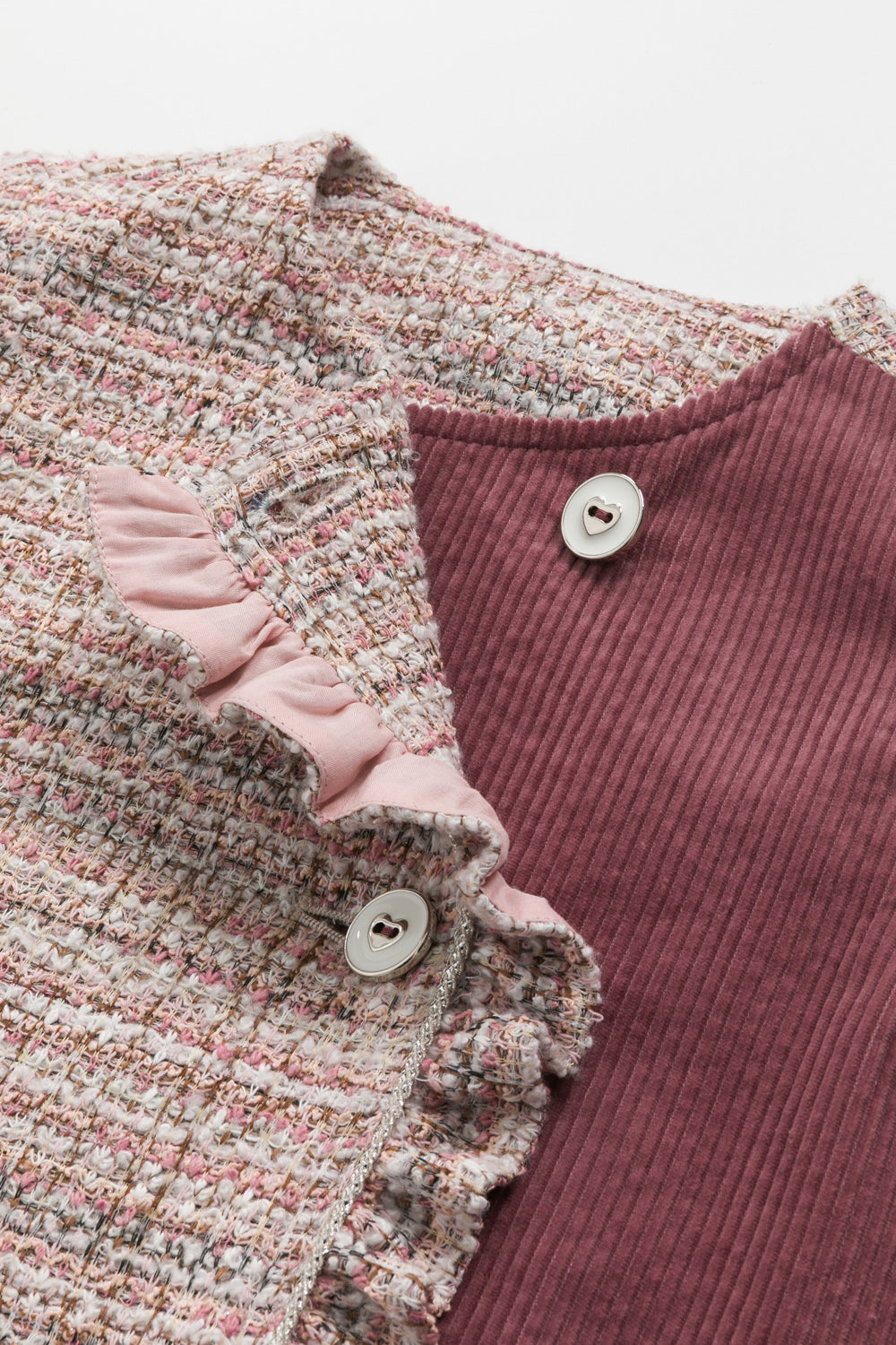 【預購】Luxury | 女童 Frosted Knit背心洋裝 | 無袖毛呢拼接 荷葉 小圓領