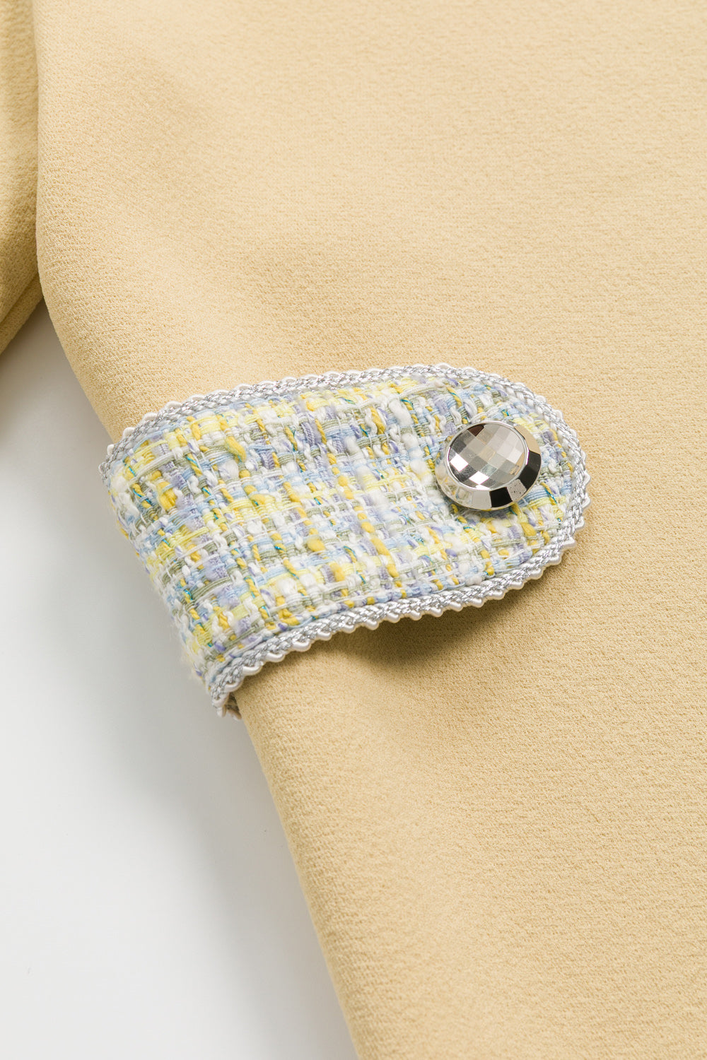 【預購】Luxury | 女童 Rustle Bow領結洋裝 | 長袖不對稱大小領 毛呢拼接 鑲邊