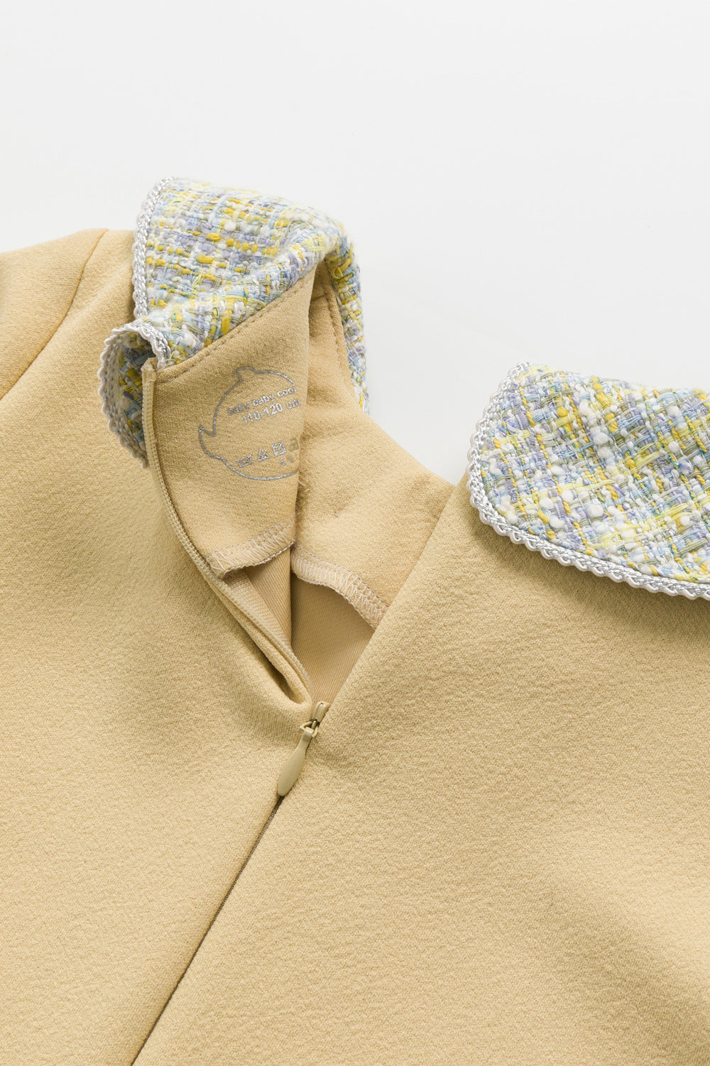 【預購】Luxury | 女童 Rustle Bow領結洋裝 | 長袖不對稱大小領 毛呢拼接 鑲邊