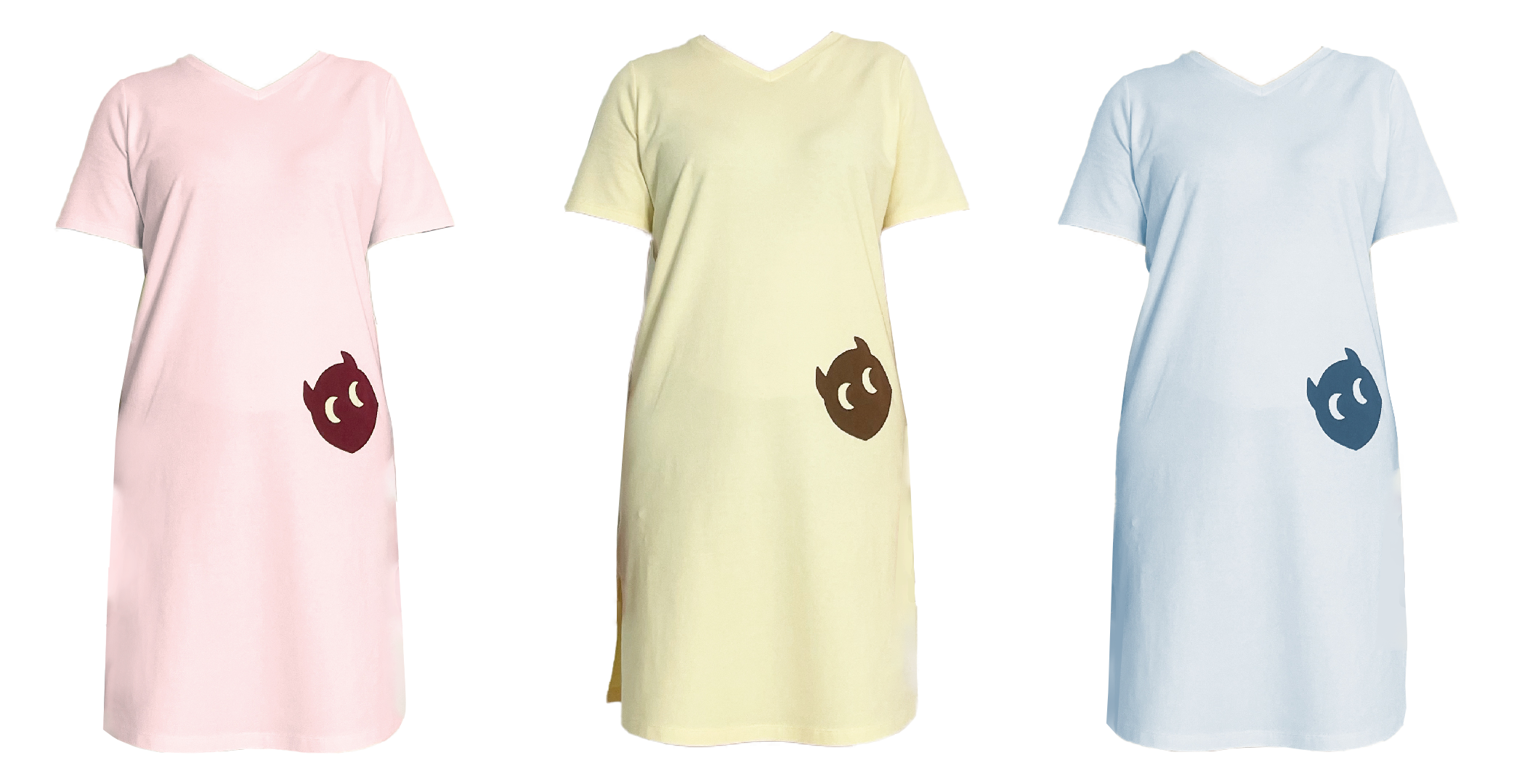 Basic | 成人 小精靈居家連身裙-大人(粉黃) | 小精靈 Logo | 100% 有機棉