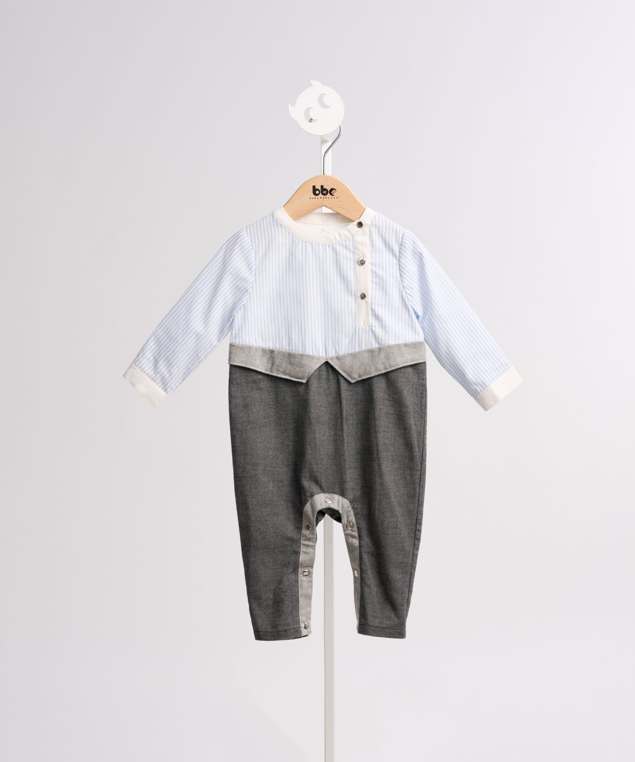 Main | Toddler Princeton Bias Placket Bunny Romper | Paneled | 100% organic cotton