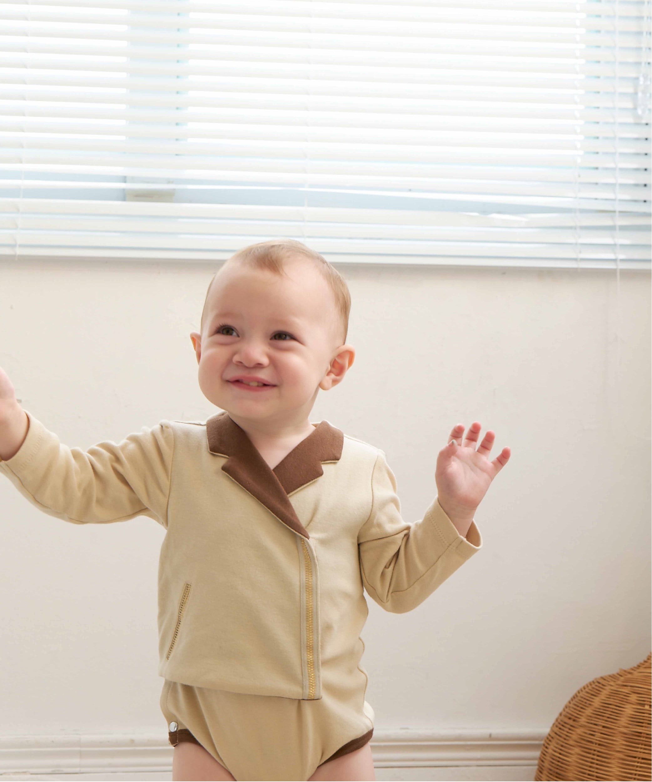 Main | Toddler British style knight collar bodysuit | Stitched suit collar | 100% organic cotton