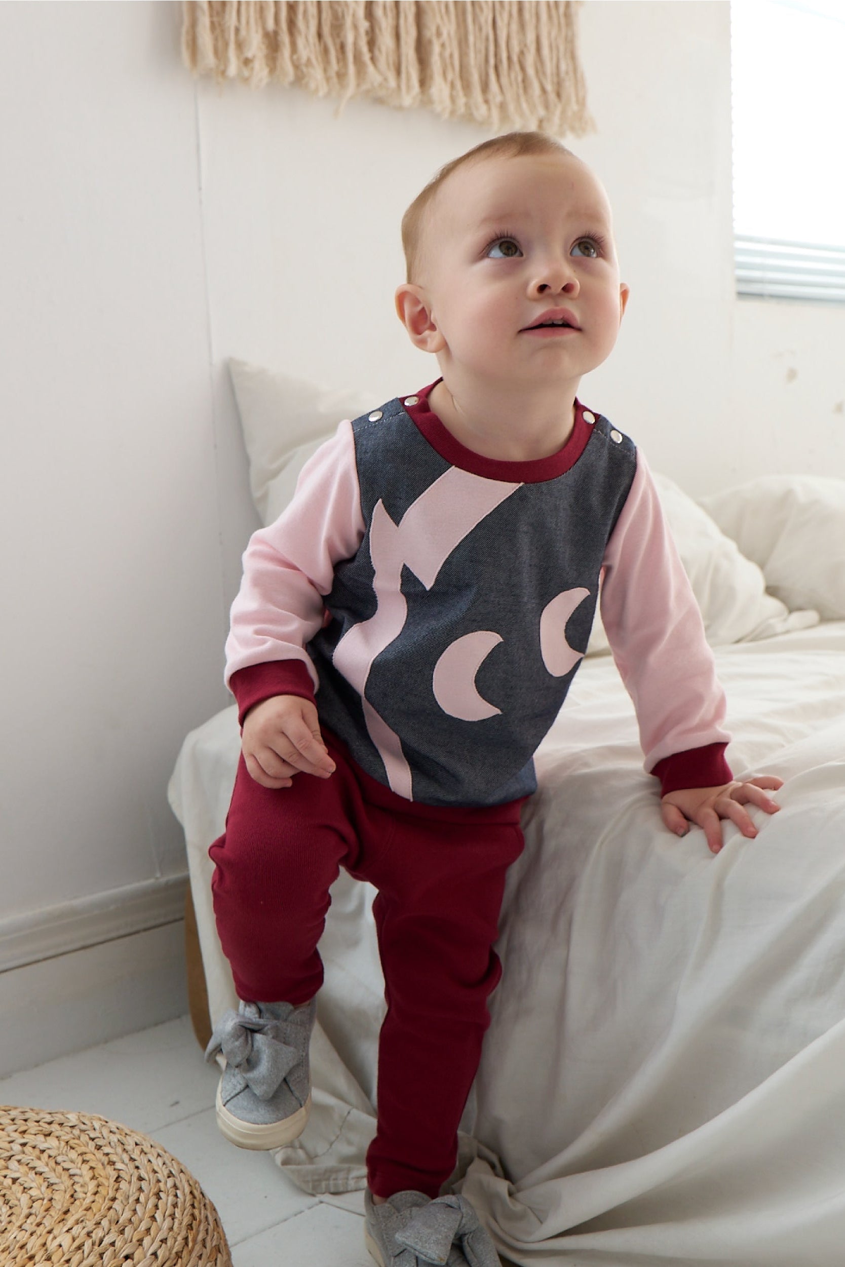Main | Toddler bbc elf denim patchwork top | elf logo | 100% organic cotton