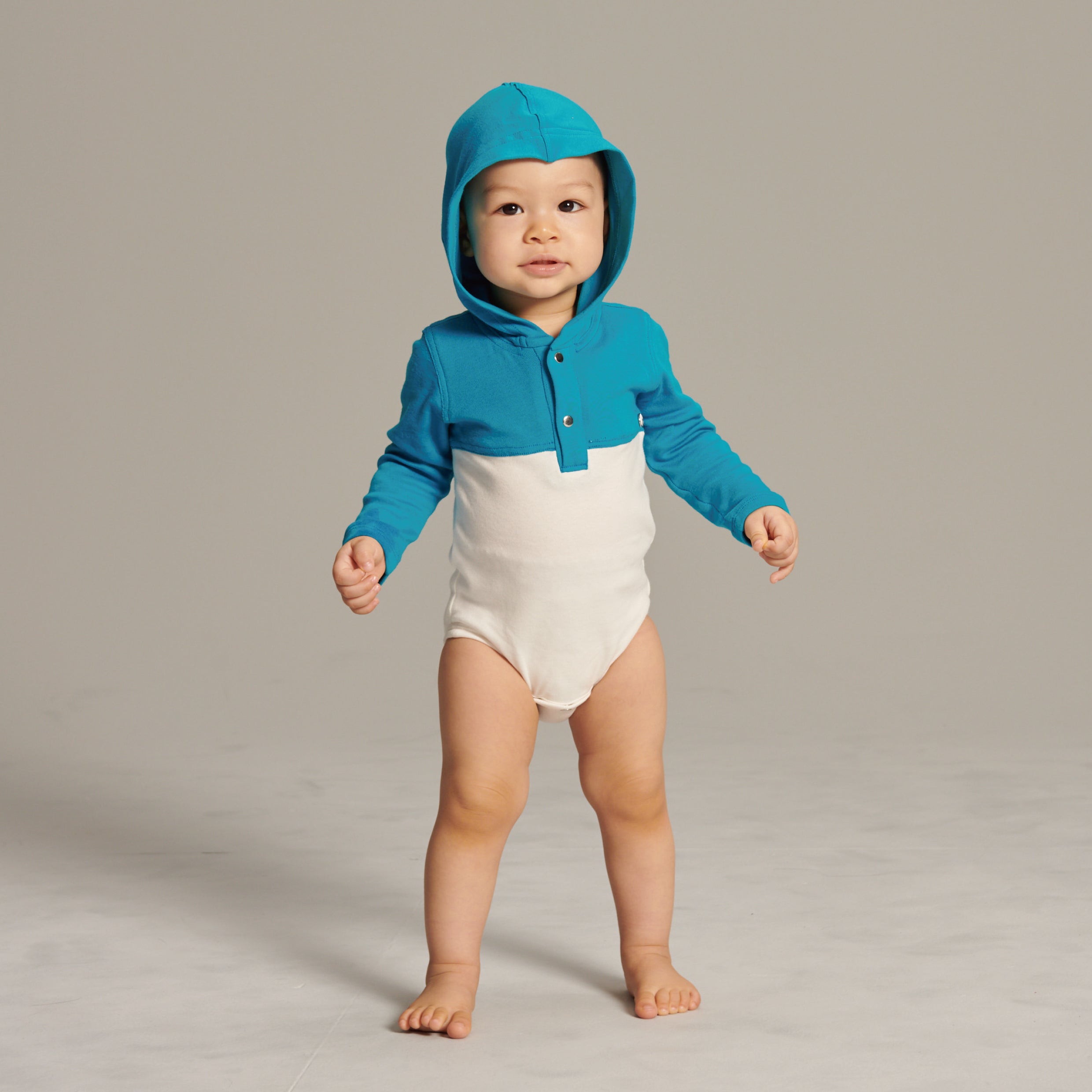 Main | Toddler sports hooded bodysuit | paneled | 100% organic cotton