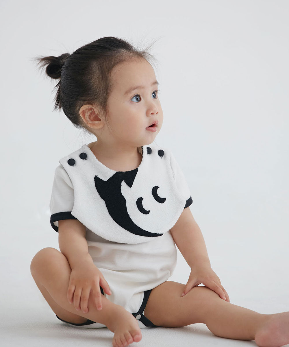 小精靈雙色圍兜兜包屁衣
