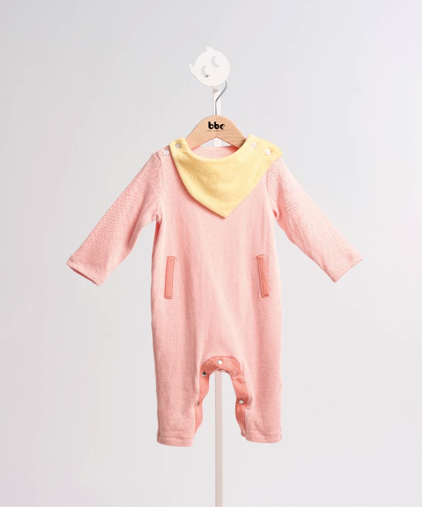 Main | Toddler bunny jumpsuit with two-tone scarf and bib | Detachable | 100% organic cotton