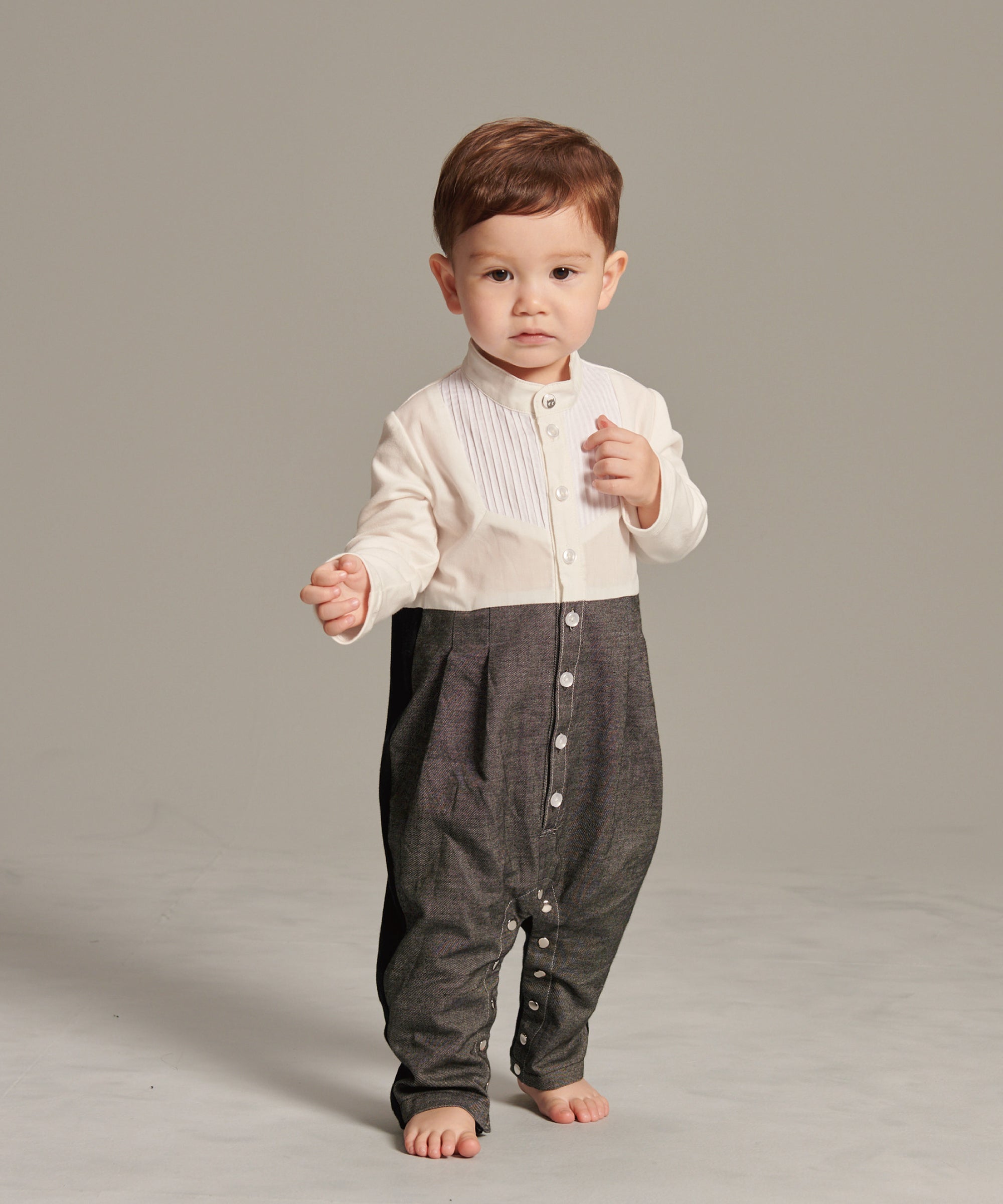 Main | Toddler Little Prince Bunny Jumpsuit | Small Stand Collar | 100% Organic Cotton