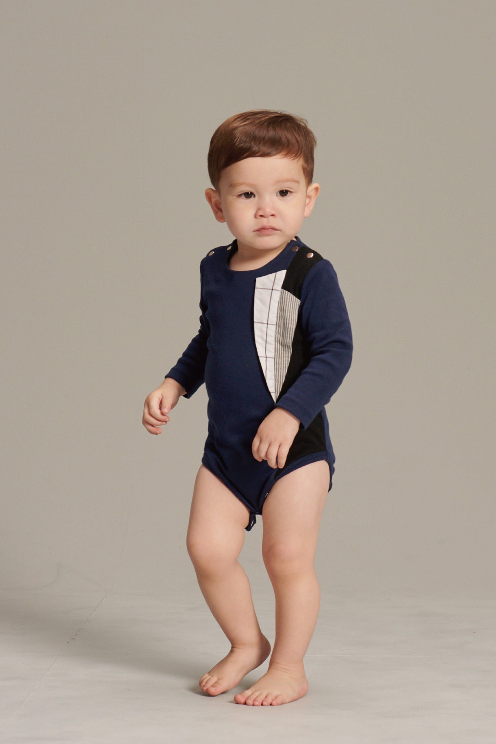Main | Toddler Gentleman Colorblock Suit Collar Bodysuit | Stitching | 100% organic cotton