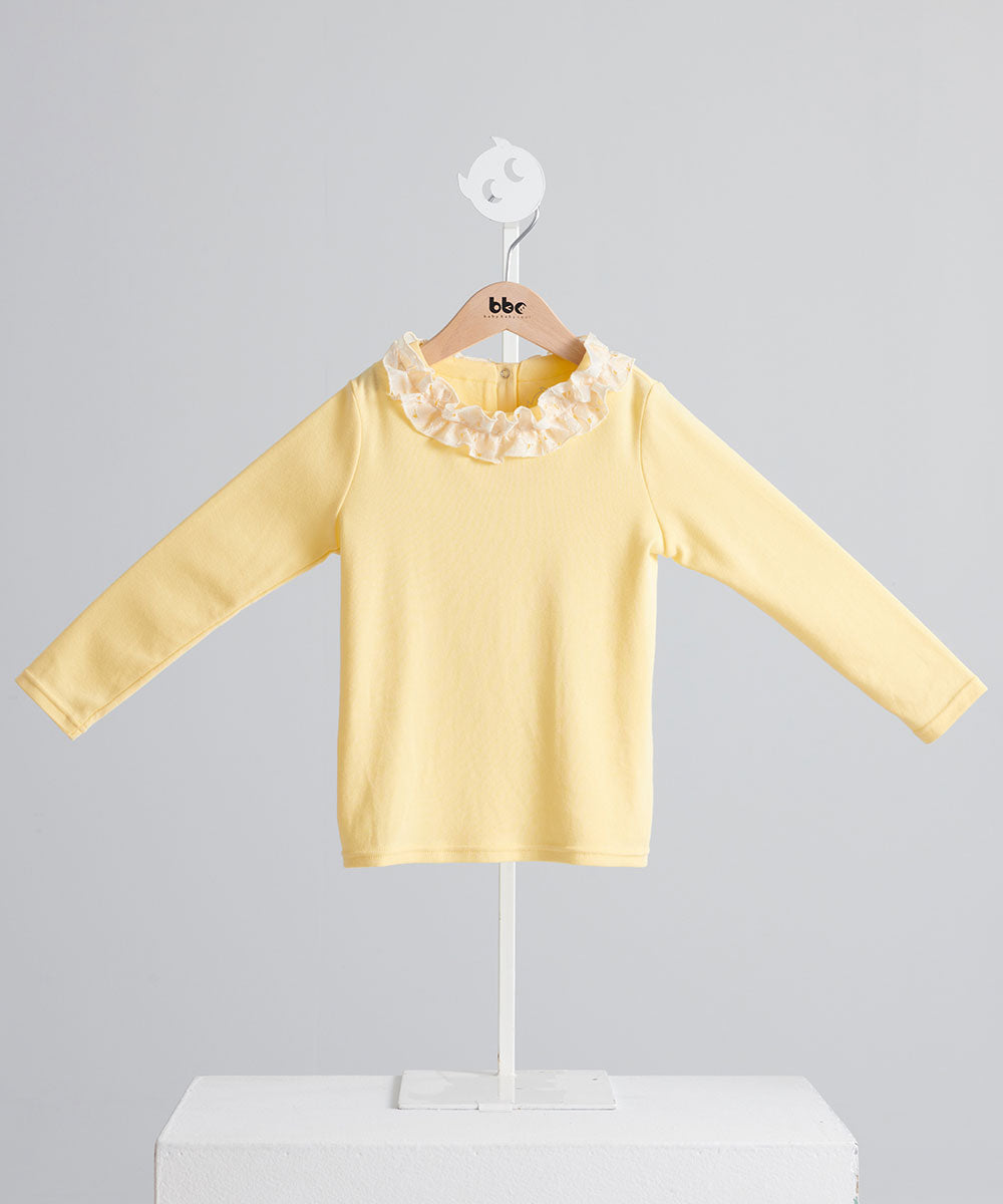 Main | Girls Elizabeth wreath neck top | paneled | 100% organic cotton