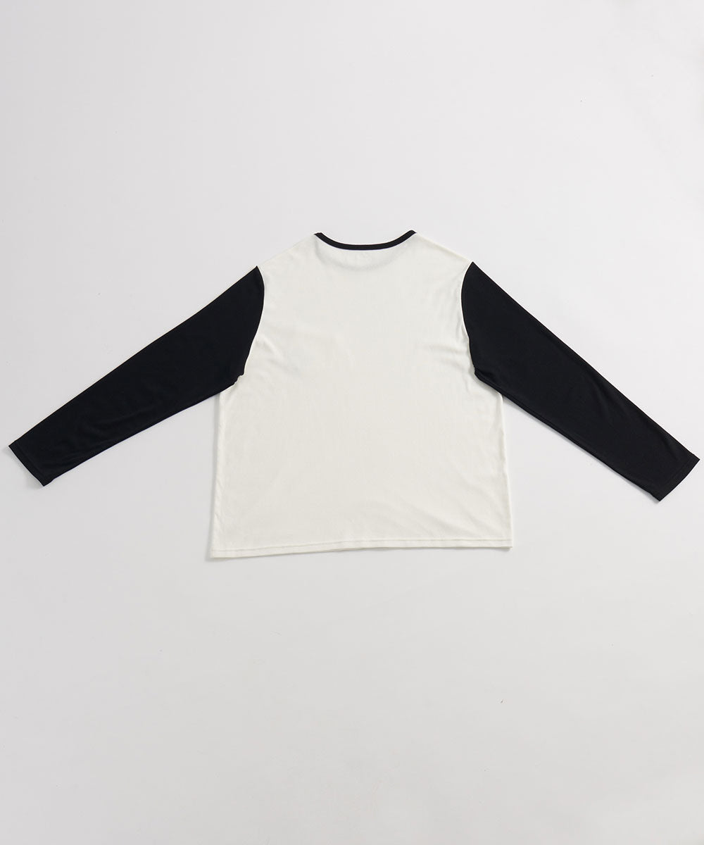 Basic | 成人 小精靈居家套組(女士)(黑白) | 小精靈 Logo 拼接 | 100% 有機棉