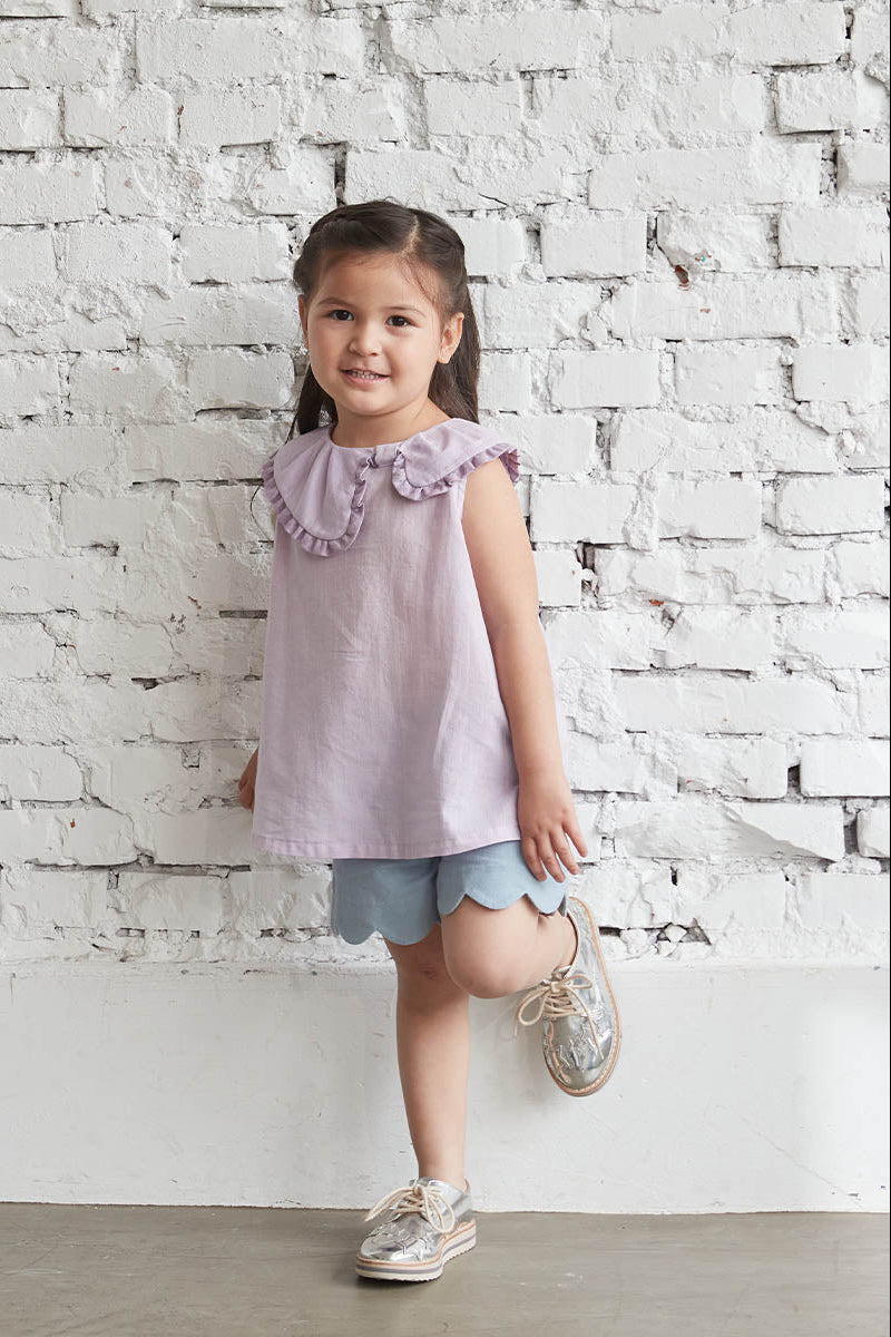 Main | Girls butterfly shawl collar top | paneled | 100% organic cotton