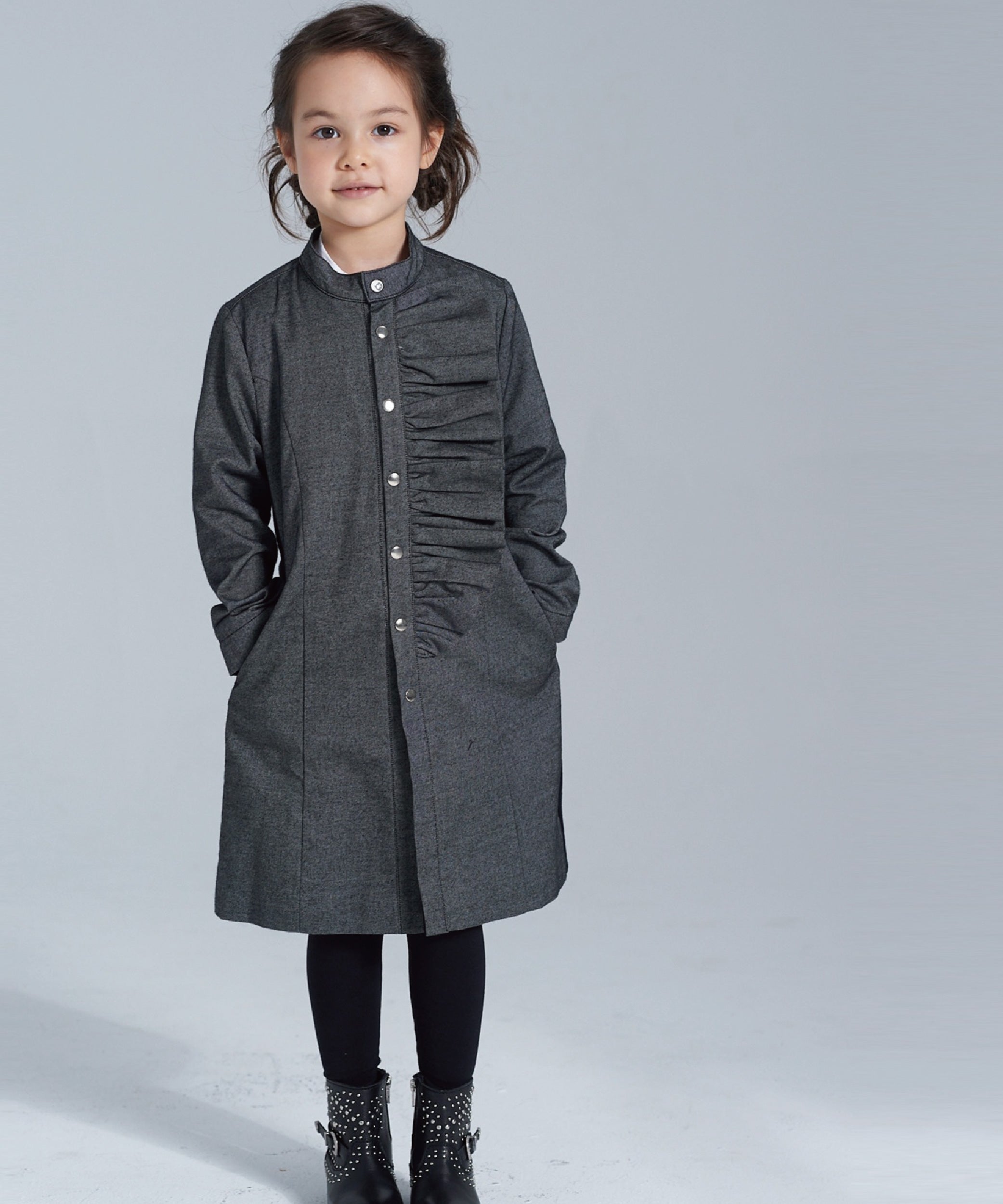 Main | Toddler British style three-dimensional lotus leaf long coat | lotus leaf | 100% organic cotton