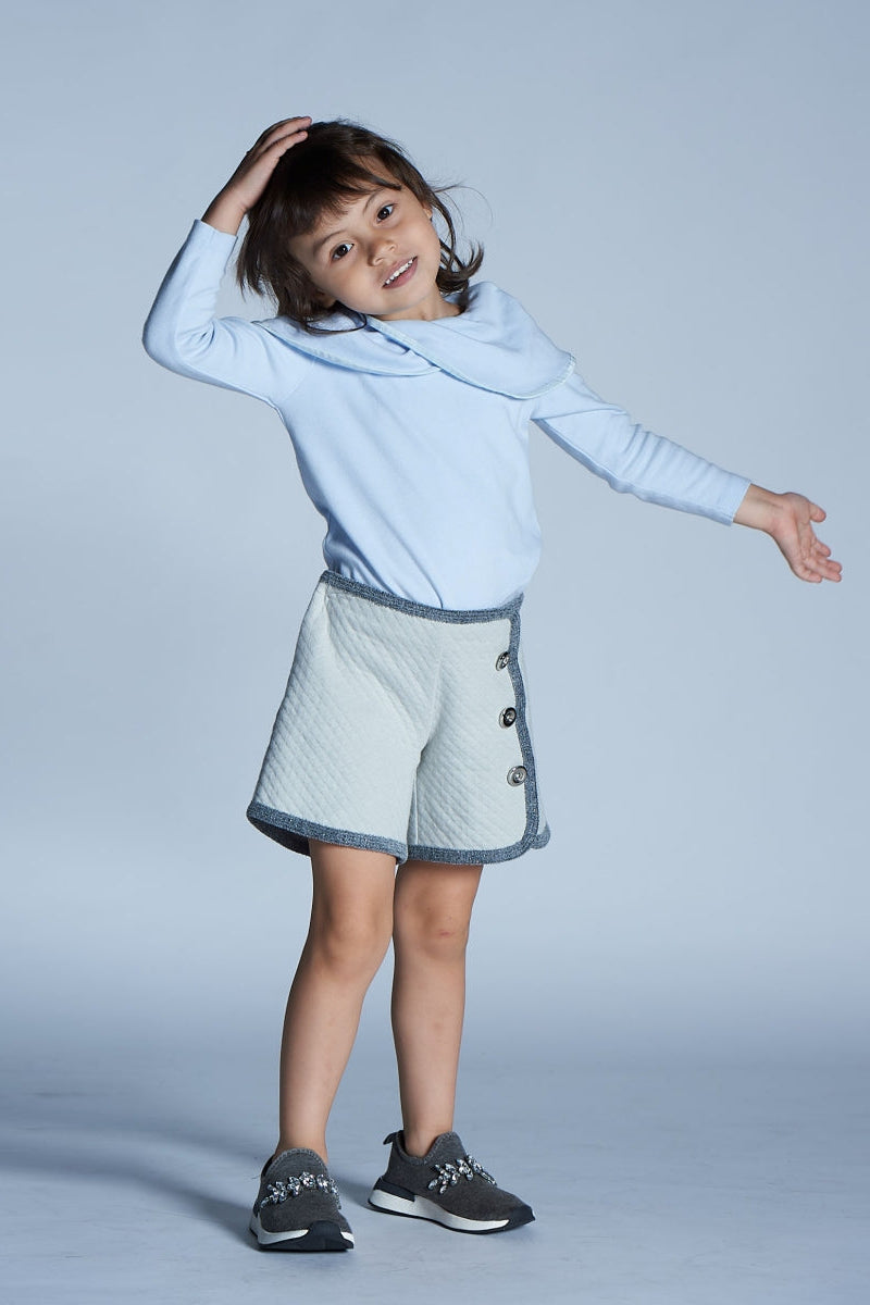 Main | Girls French Elegant Trim Shorts | Striped Trim | 100% Organic Cotton
