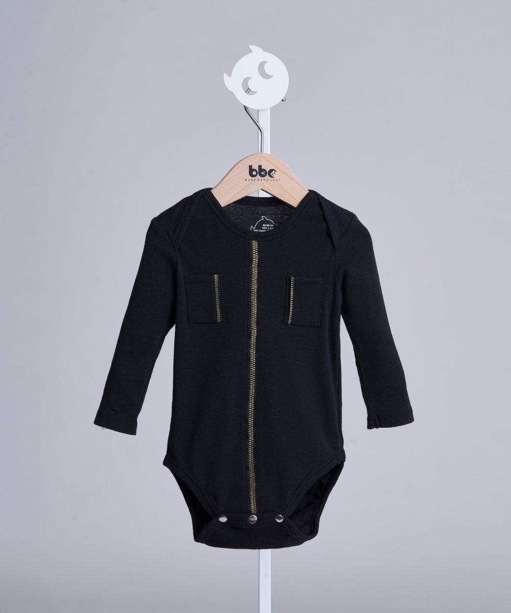 Main | Toddler Fashion Zipper Double Pocket Bodysuit | Web Zipper | 100% Organic Cotton