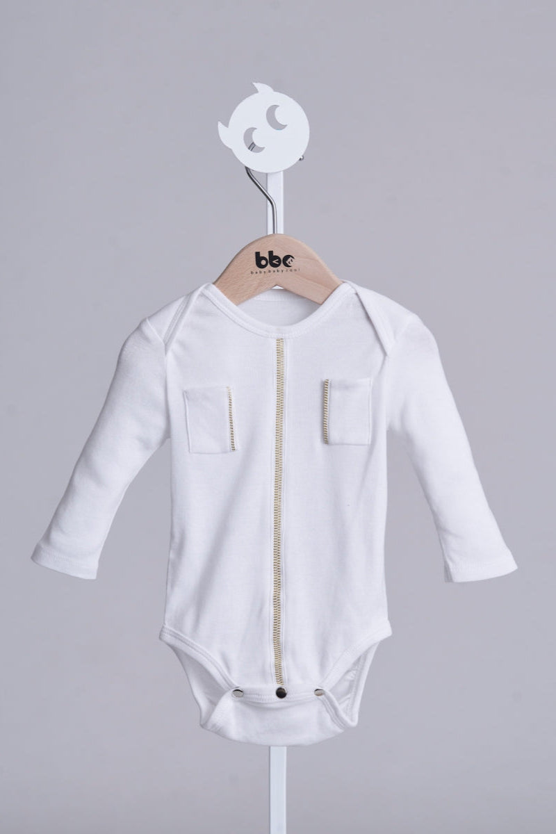 Main | Toddler Fashion Zipper Double Pocket Bodysuit | Web Zipper | 100% Organic Cotton