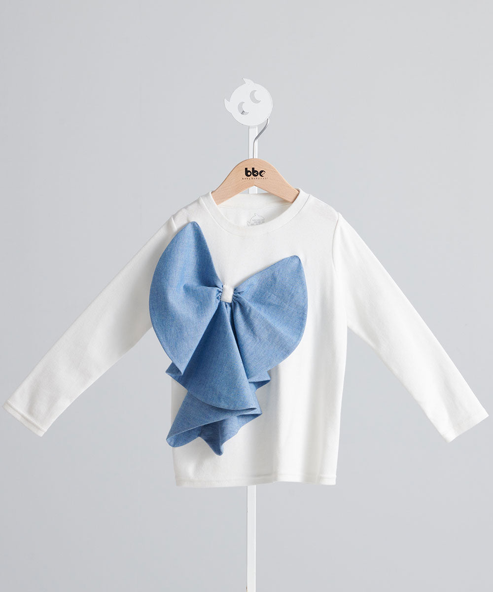 Main | Girls French Chanson Ribbon Bow Top | Bow | 100% organic cotton