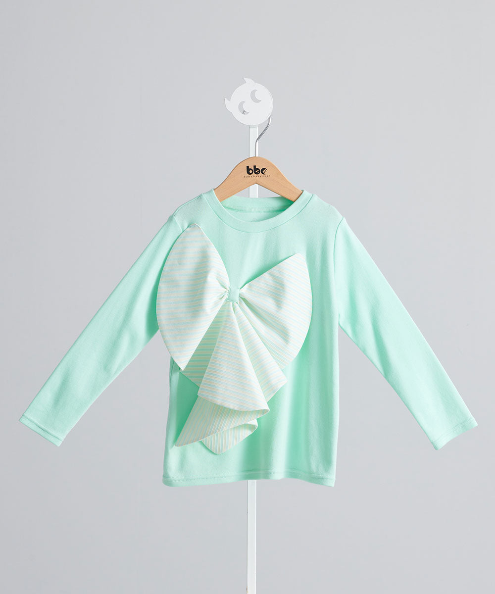 Main | Girls French Chanson Ribbon Bow Top | Bow | 100% organic cotton
