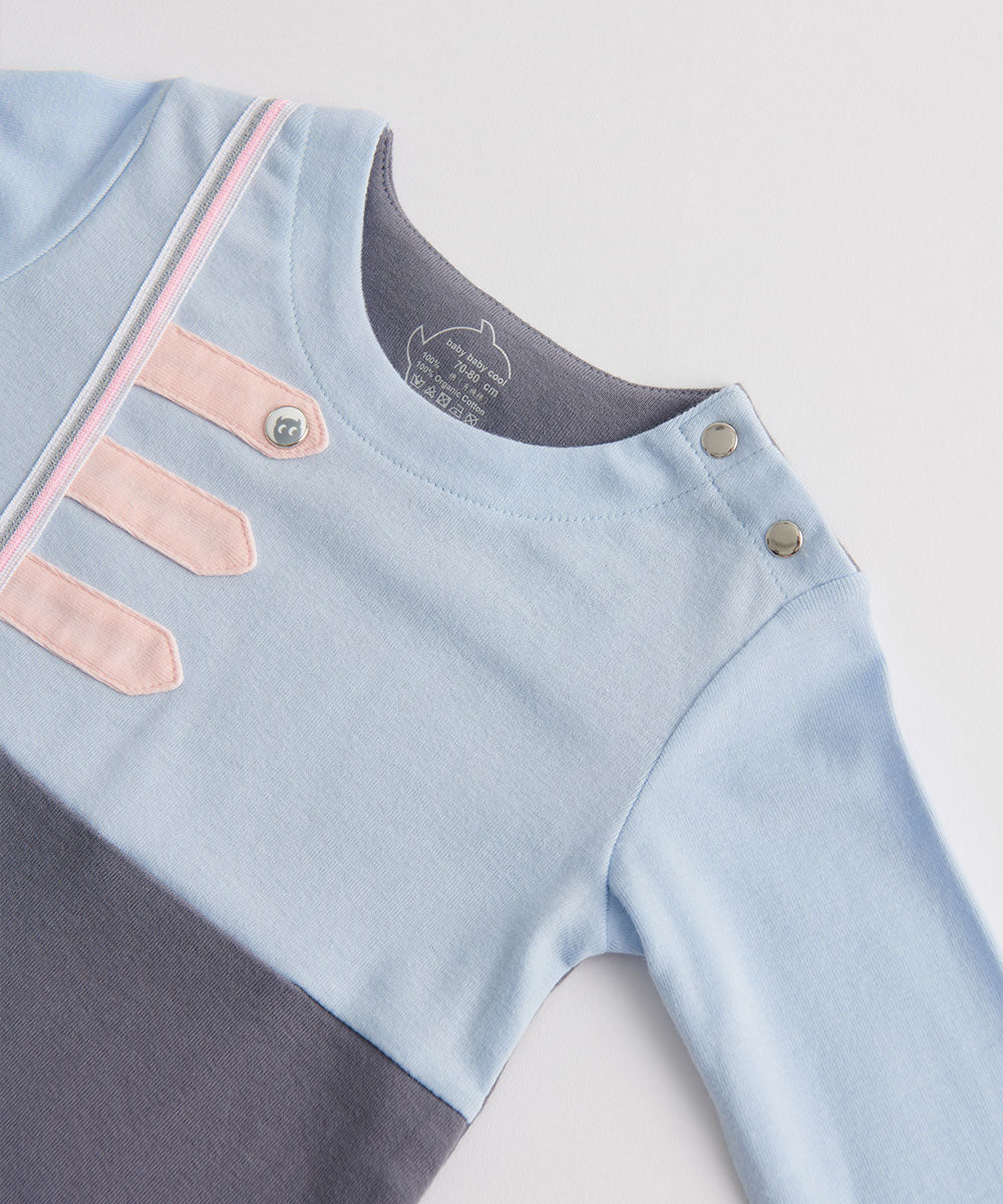 Main | Toddler Royal Military Bunny Romper | Paneled | 100% organic cotton