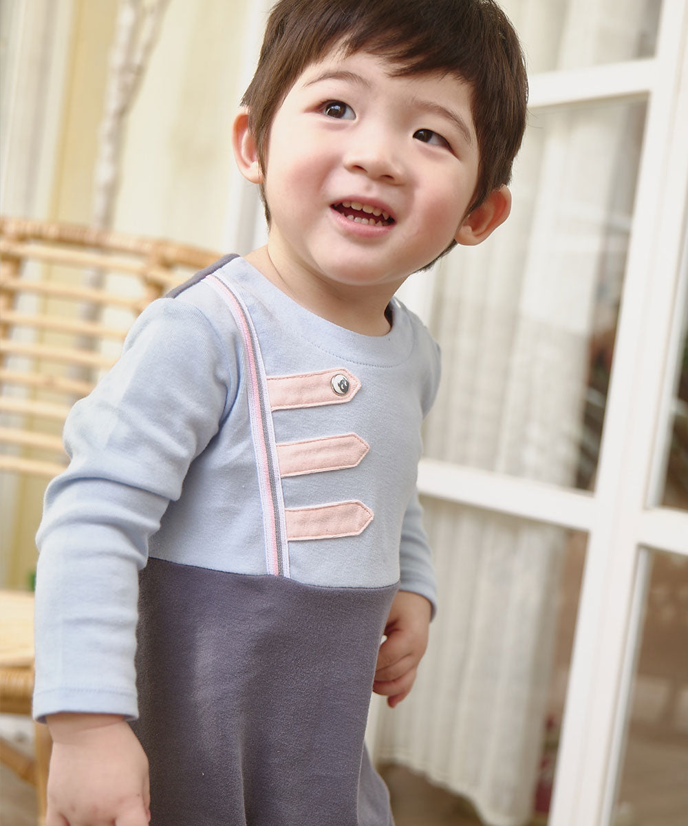 Main | Toddler Royal Military Bunny Romper | Paneled | 100% organic cotton