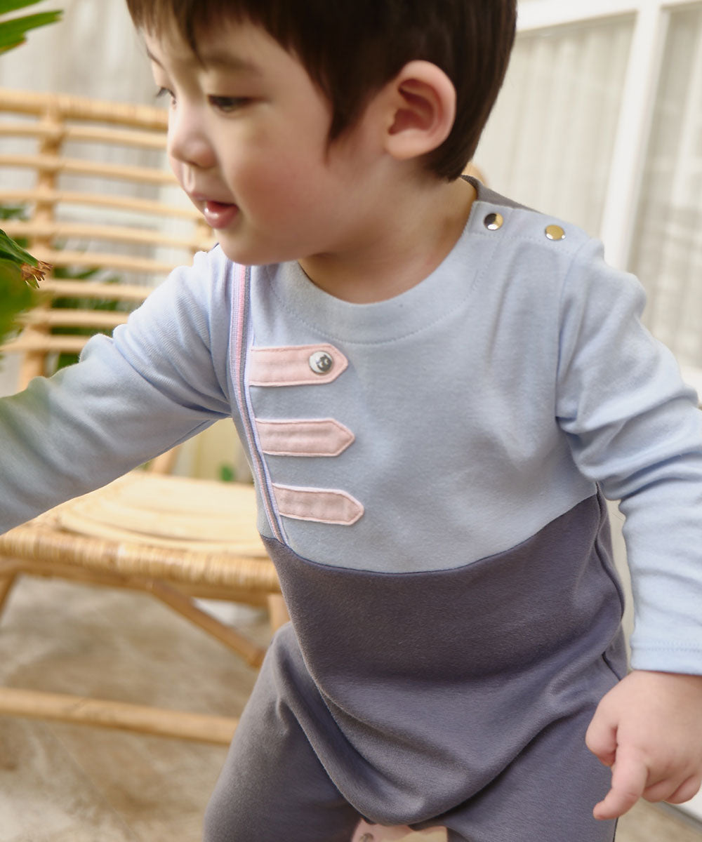 Main | Toddler Royal Military Bunny Romper | Paneled | 100% organic cotton