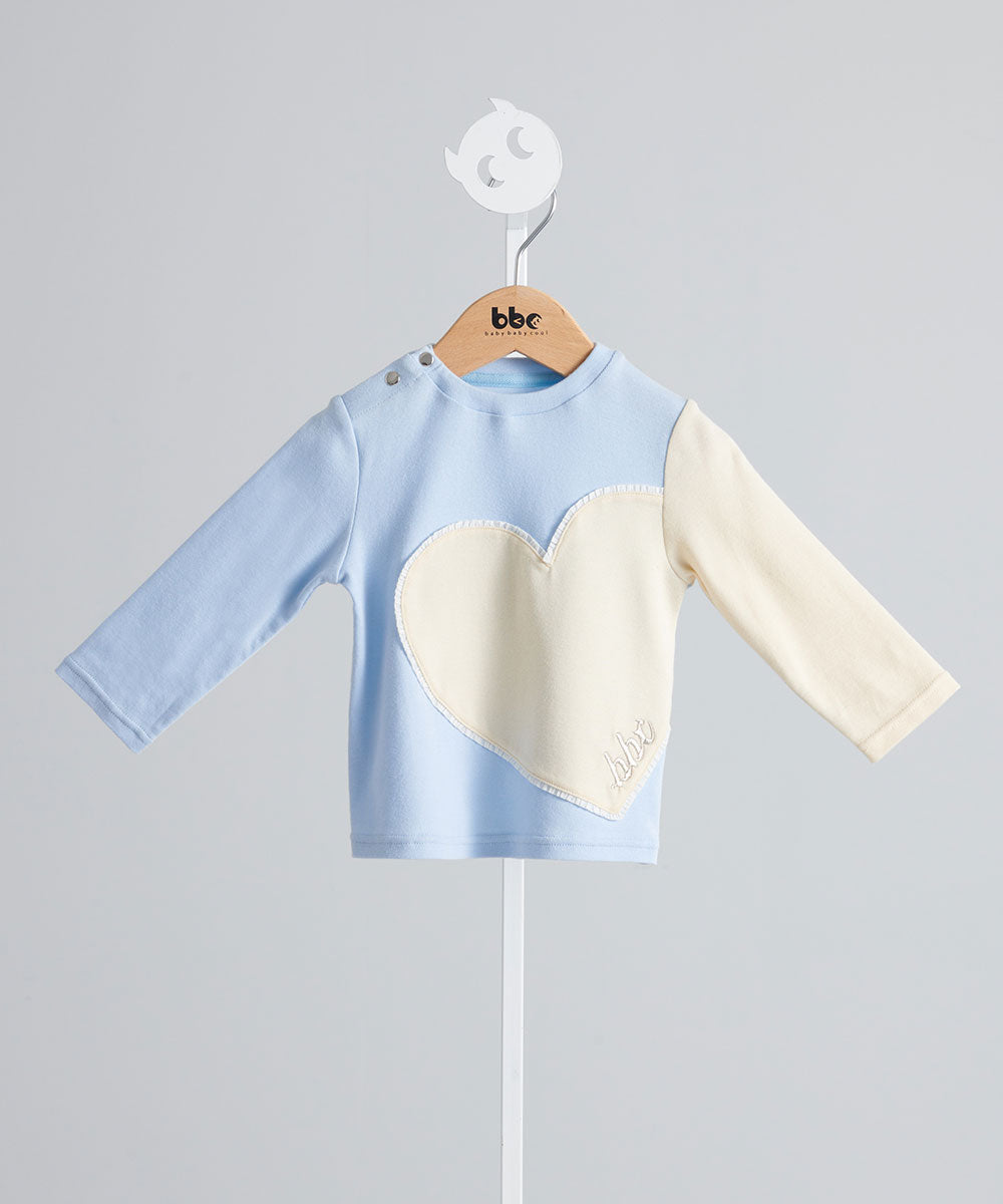 Main | Toddler Heart Embroidered Top | Paneled | 100% Organic Cotton