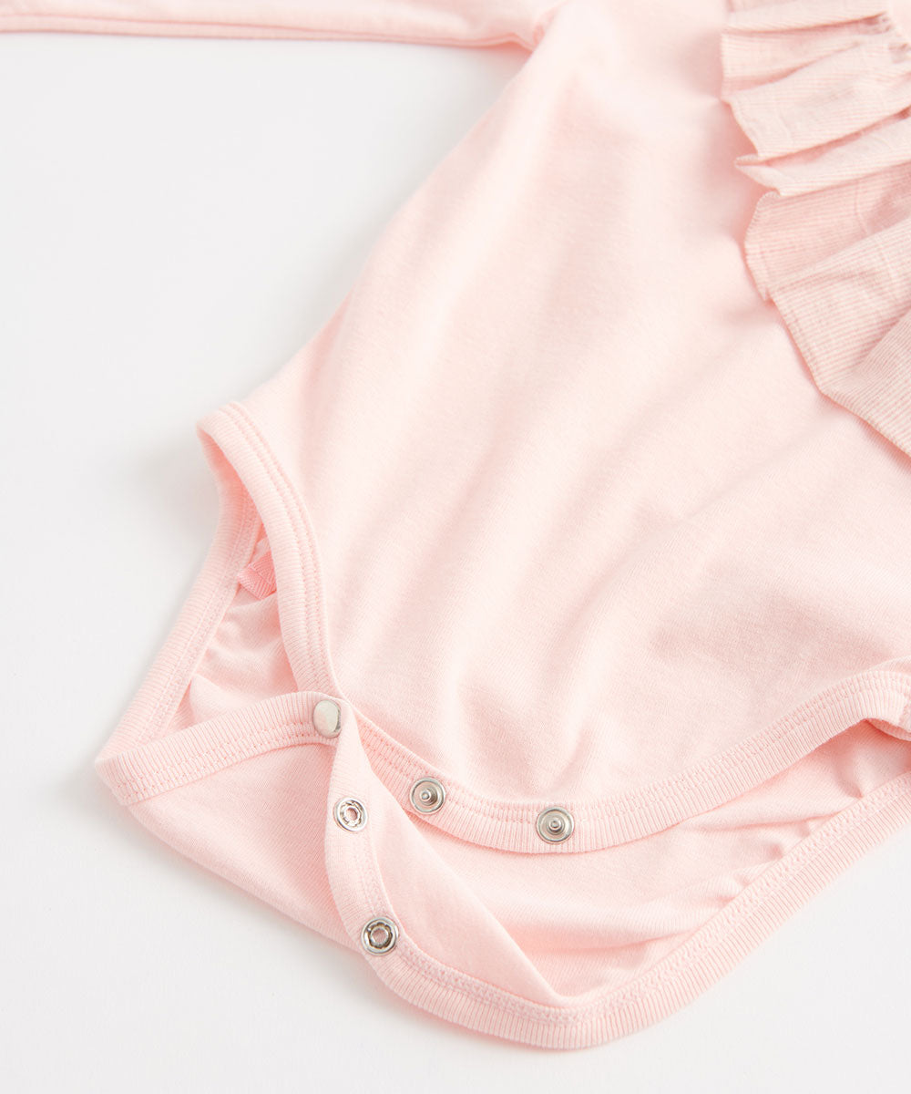 Main | Newborn Newborn Series - Full-open Strappy Lotus Leaf Bodysuit | Spliced Lotus Leaf | 100% Organic Cotton