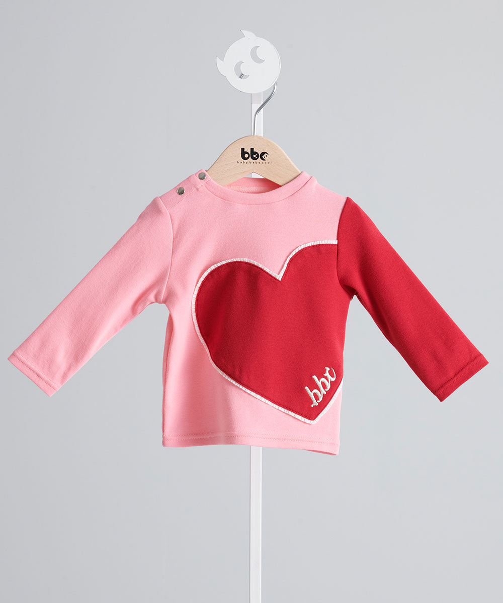 Main | Toddler Heart Embroidered Top | Paneled | 100% Organic Cotton