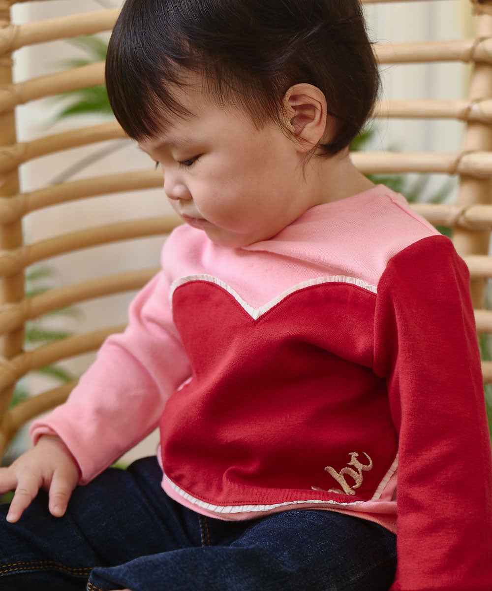 Main | Toddler Heart Embroidered Top | Paneled | 100% Organic Cotton