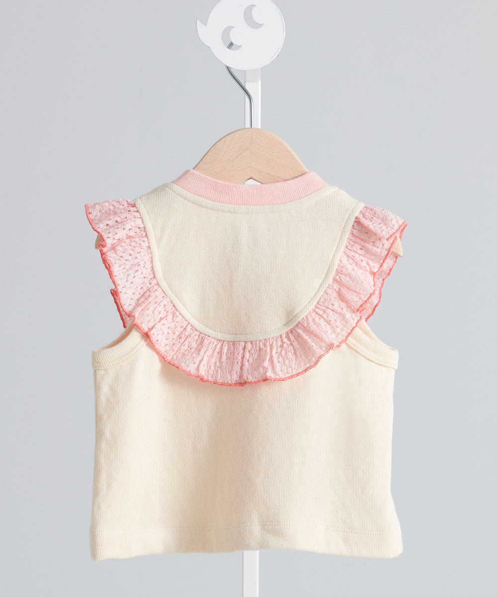 Main | Toddler Angel Ruffle Cardigan Vest | Paneled | 100% organic cotton