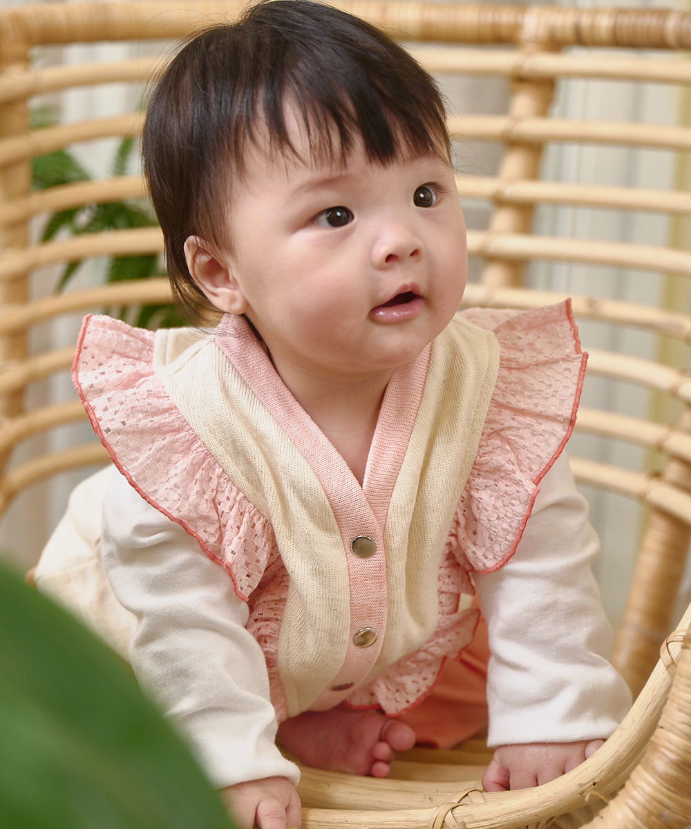 Main | Toddler Angel Ruffle Cardigan Vest | Paneled | 100% organic cotton