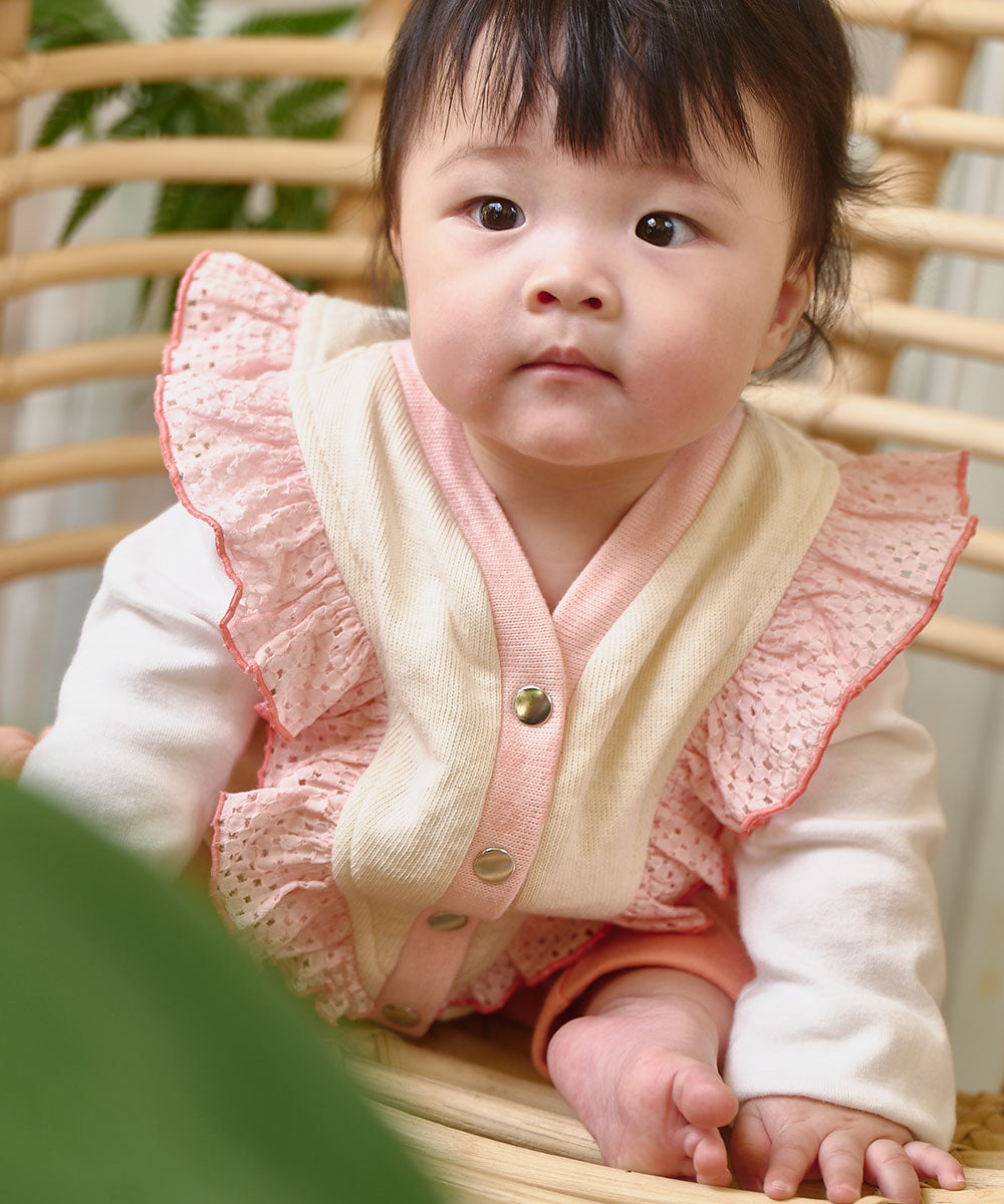 Main | Toddler Angel Ruffle Cardigan Vest | Paneled | 100% organic cotton